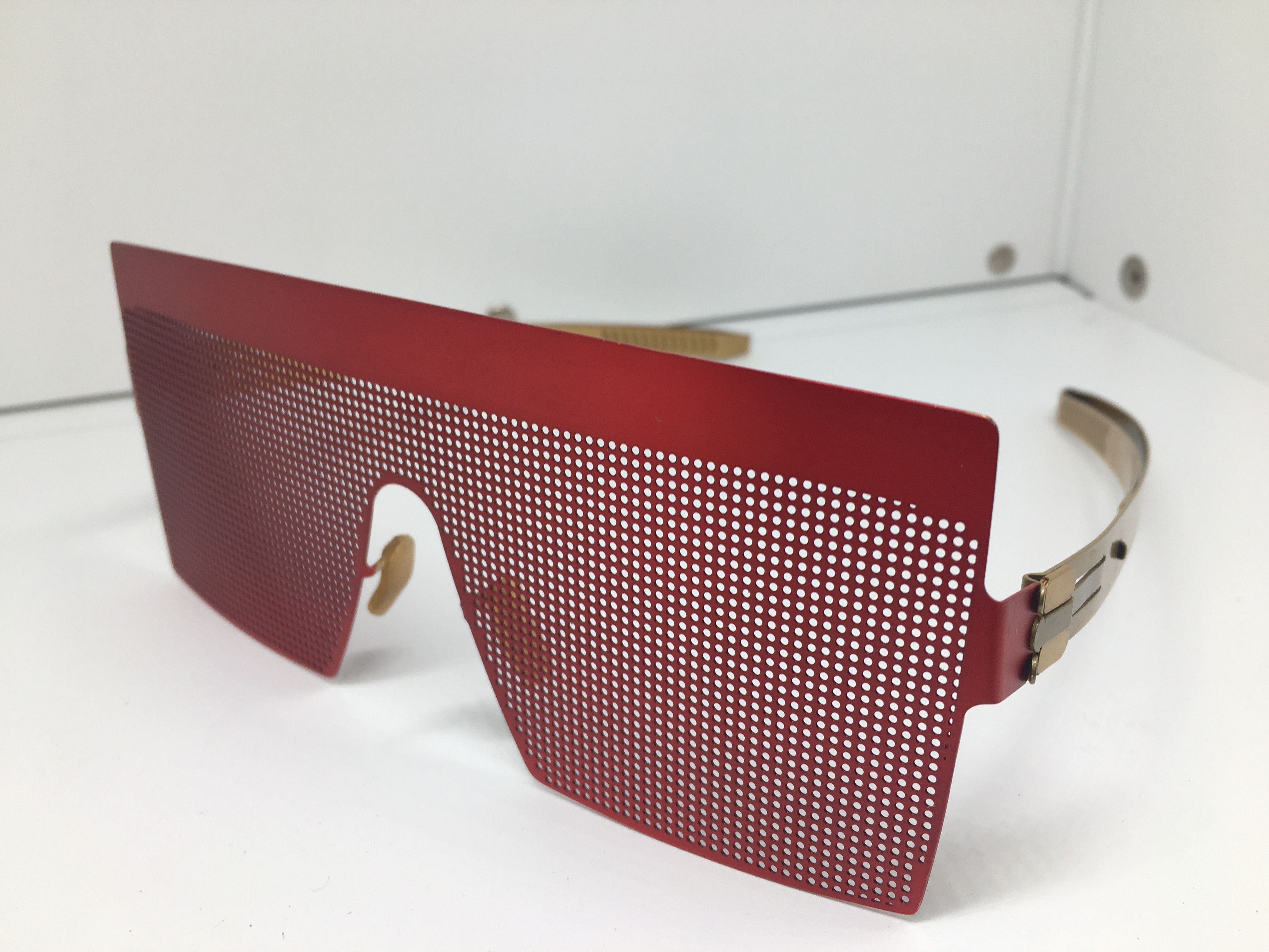 Ic! Berlin IC Berlin OP Art Pinhole Red Shield Runway Show Sunglasses Size ONE SIZE - 3 Thumbnail