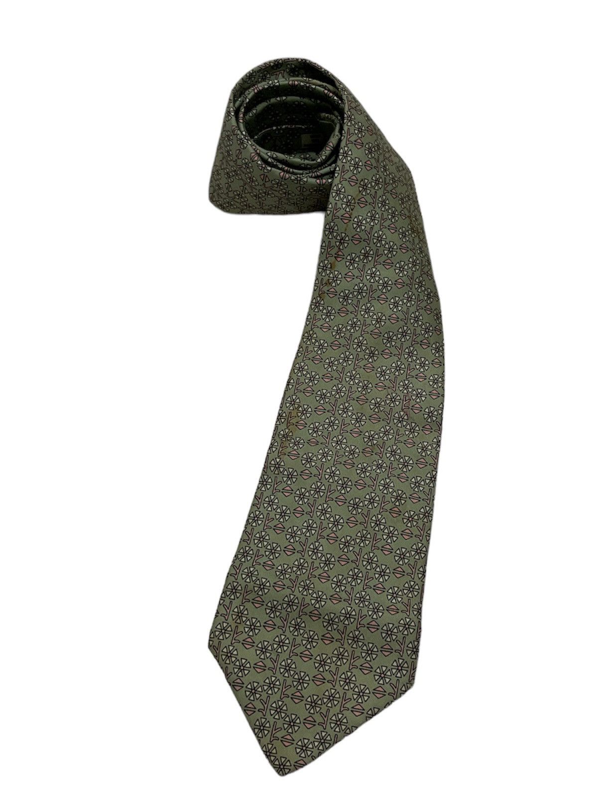 image of Vintage Hermes Silk Tie in Green, Men's