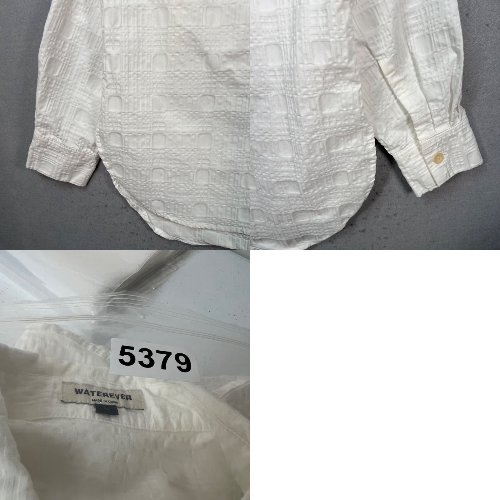 Vintage Waterever Mens Large White Textured Button-Up Shirt Long Sleeve Size US L / EU 52-54 / 3 - 8 Thumbnail