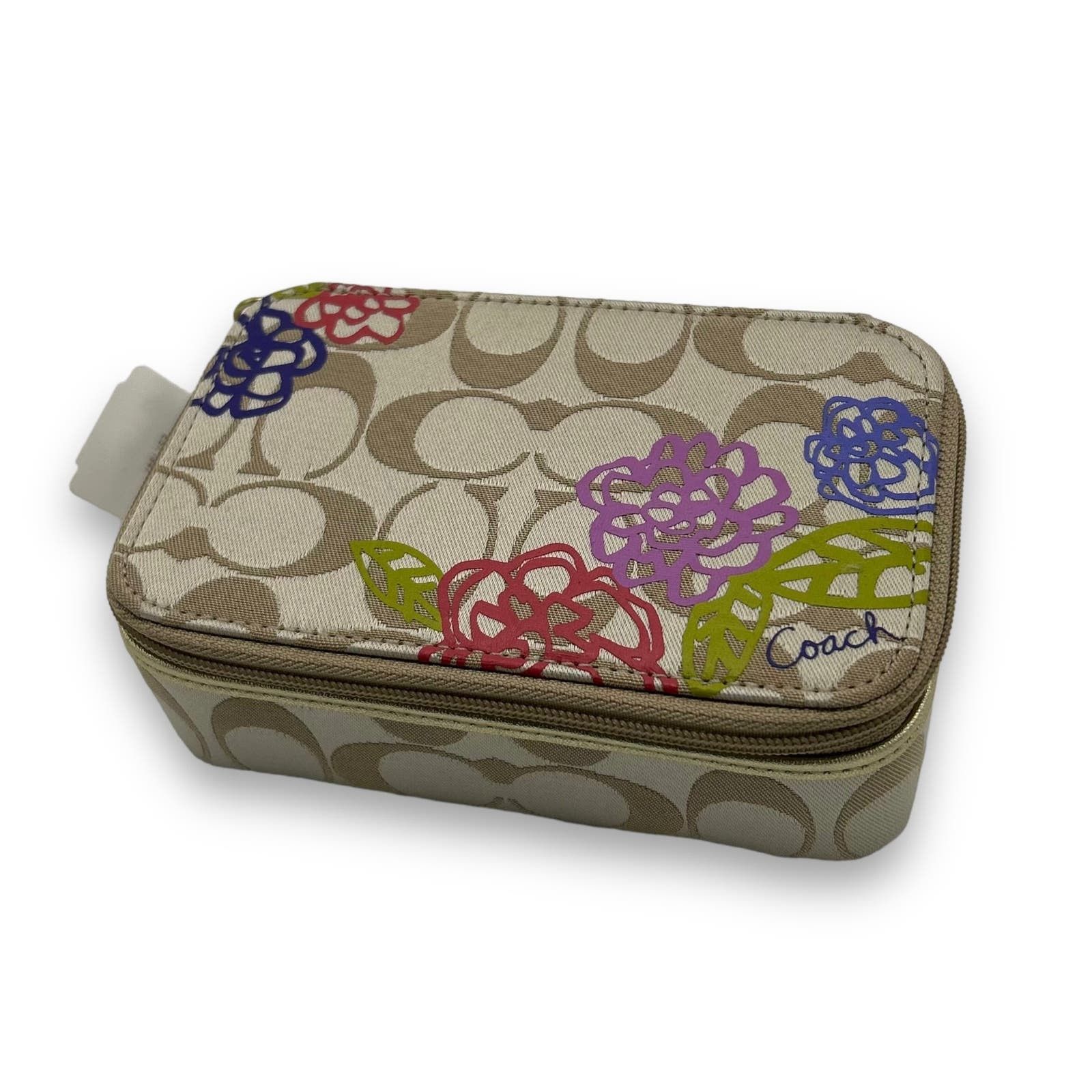 image of NWT Coach Daisy Applique Zip Around Jewelry Box - “Deborah”, Women's