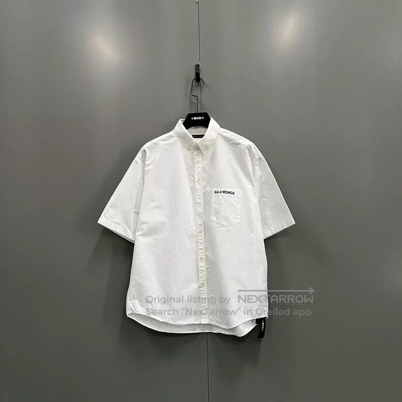 Balenciaga Balenciaga White Small Logo Short Sleeve Shirt Size XS / US 0-2 / IT 36-38 - 1 Thumbnail