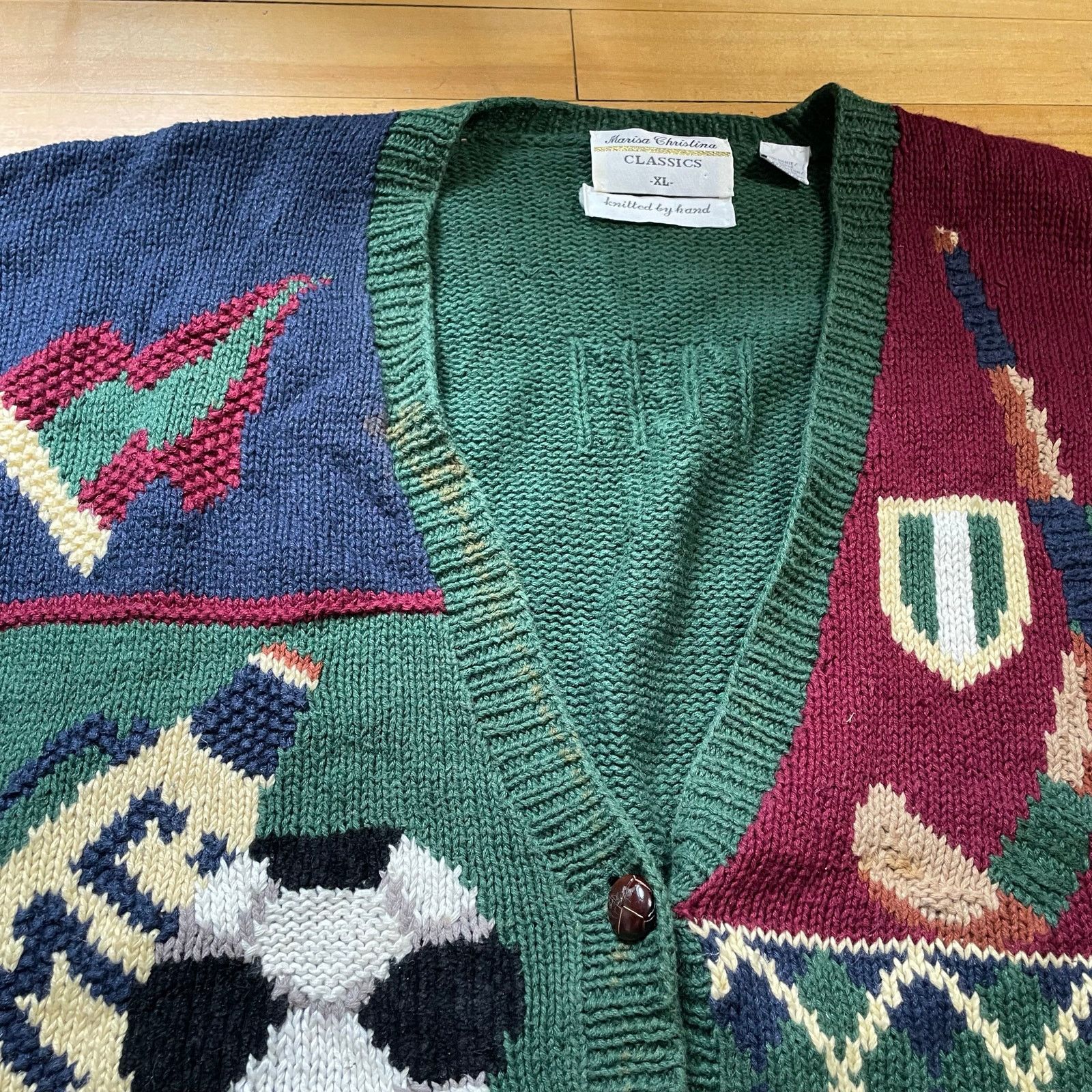 Vintage Hand Knit Golf Cardigan Sweater XL Novelty Preppy Grandpa Size US XL / EU 56 / 4 - 2 Thumbnail