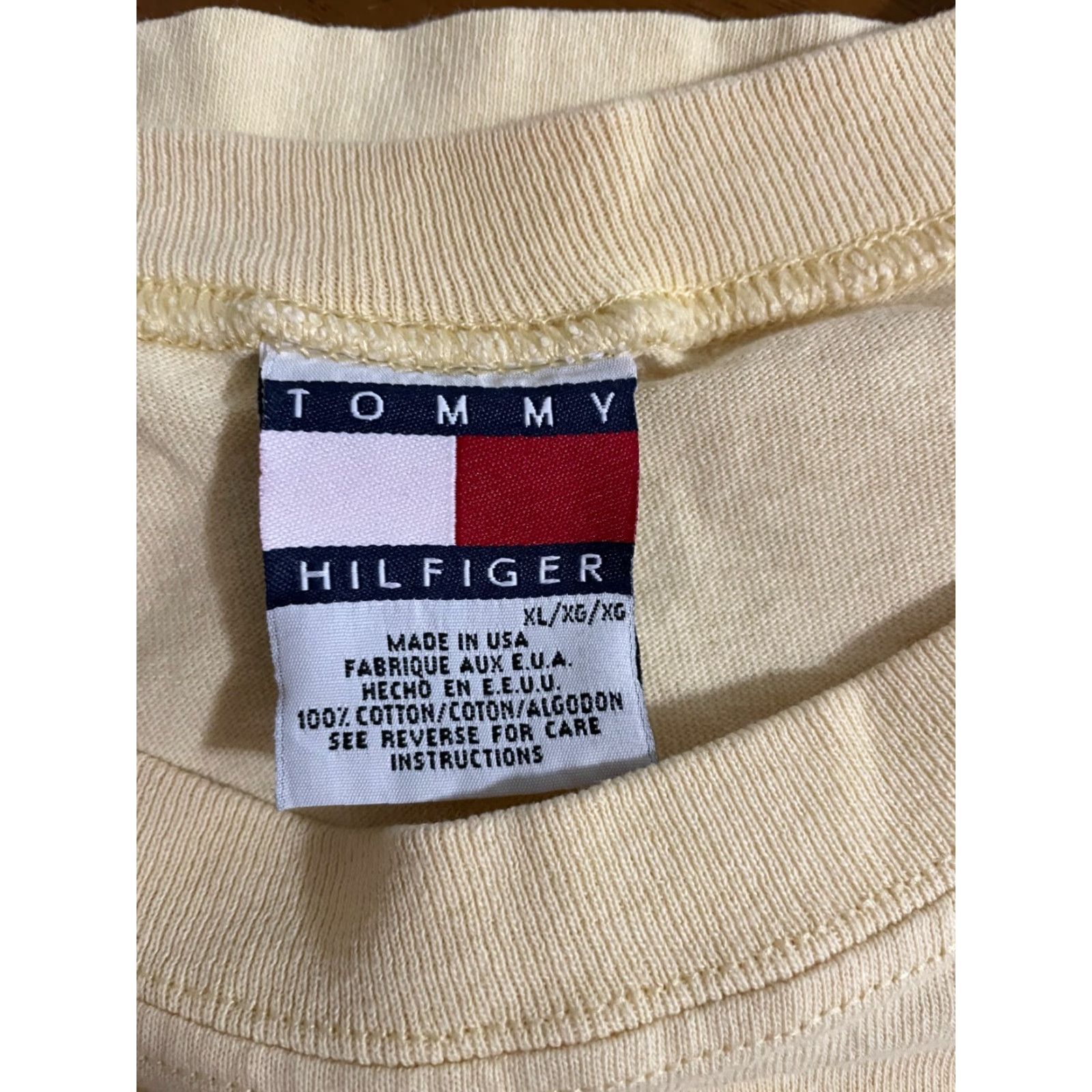 Tommy Hilfiger VINTAGE Tommy Hilfiger Tee Shirt Made in the USA XL Shirt Mens TAN Crew Neck Short Sleeve Basic Tee Size US XL / EU 56 / 4 - 4 Thumbnail