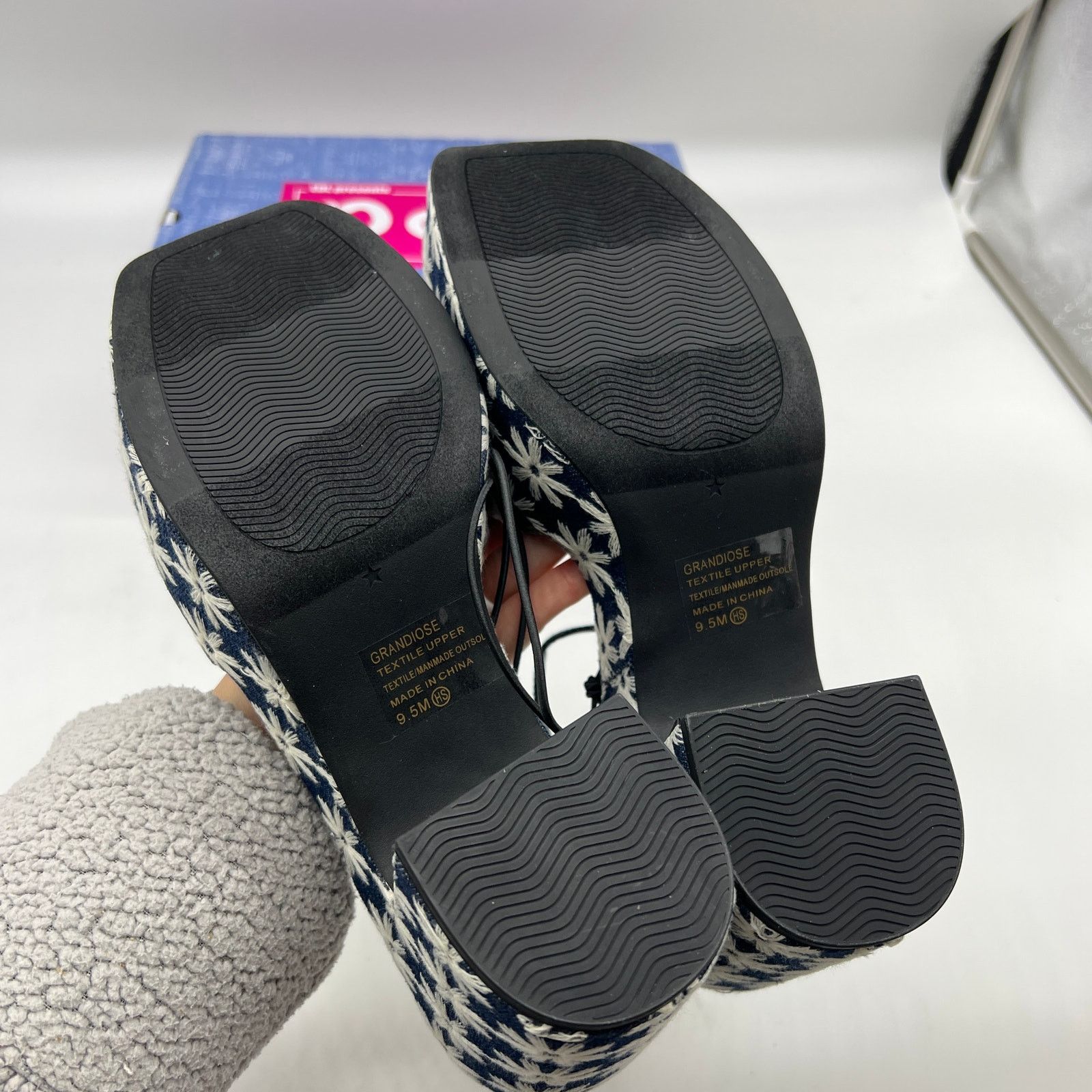 Other Pop Womens Grandiose Heeled Sandals Blue White Size 9.5M Size US 9.5 / IT 39.5 - 6 Thumbnail
