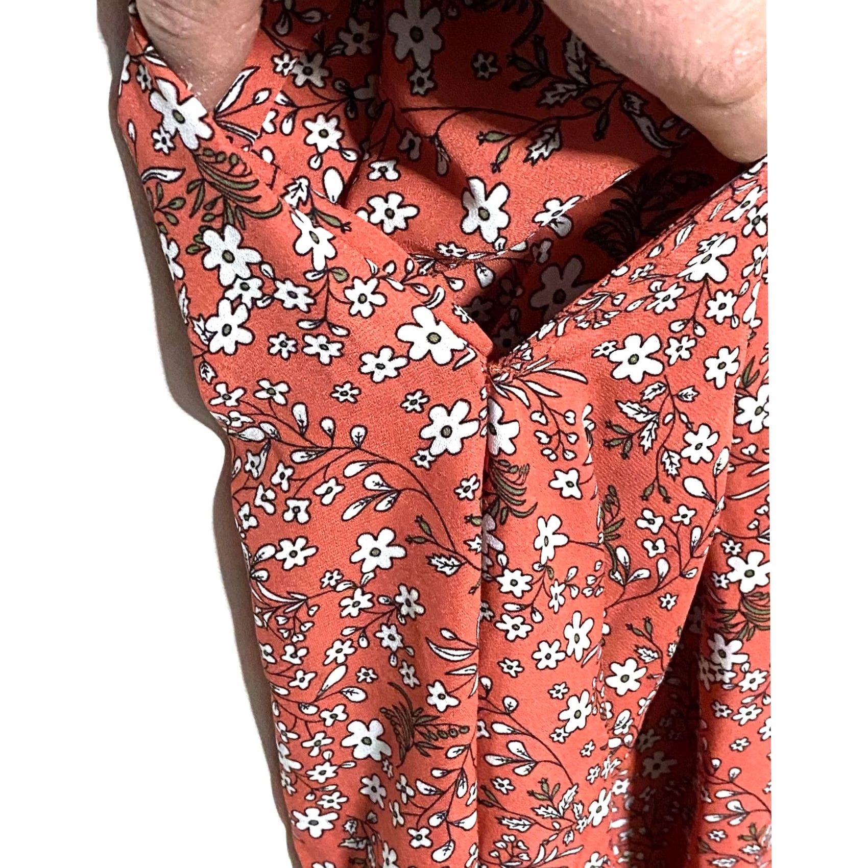 Vintage Max Studio Floral Prairie V Neck Dress S Ruffle Sleeves Belt Bow Smocked Pockets Bohemian A-Line Women Size S / US 4 / IT 40 - 6 Thumbnail