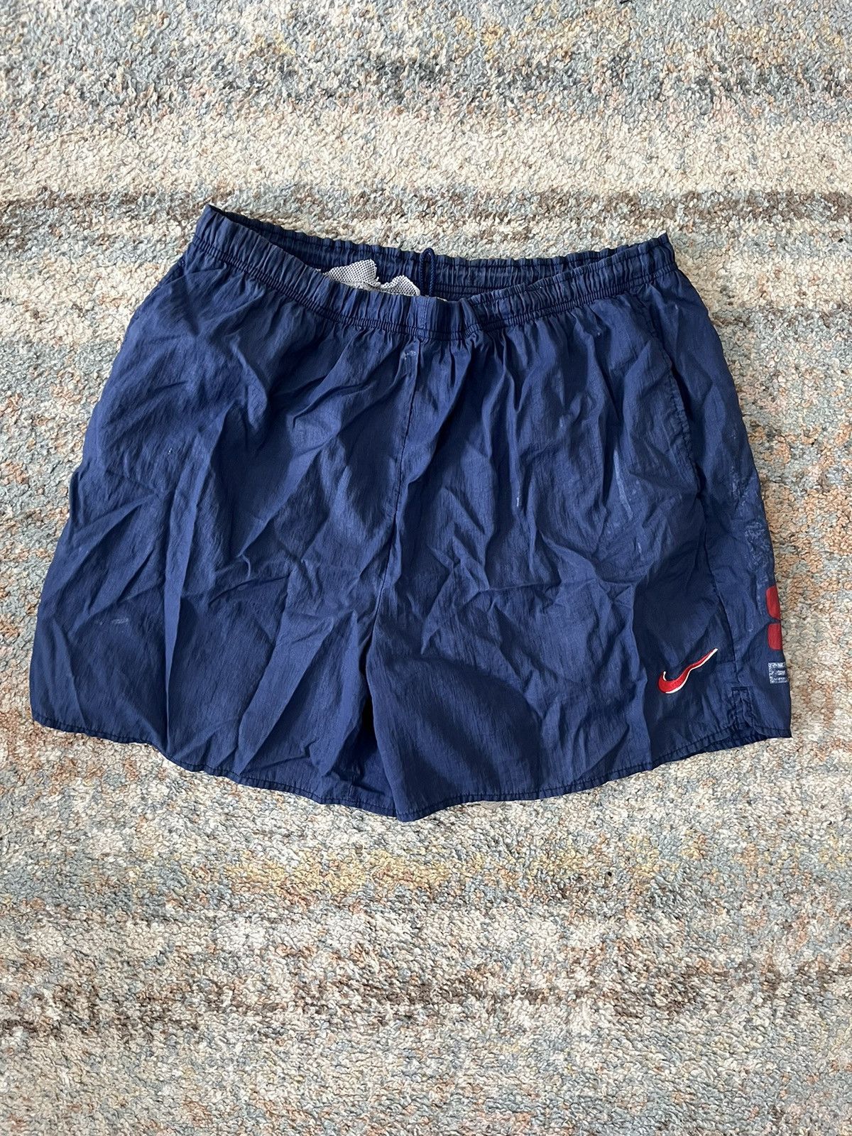 Nike × Vintage VTG Nike Drill Swishy Shorts sz L RARE Swoops Size US 32 / EU 48 - 1 Thumbnail