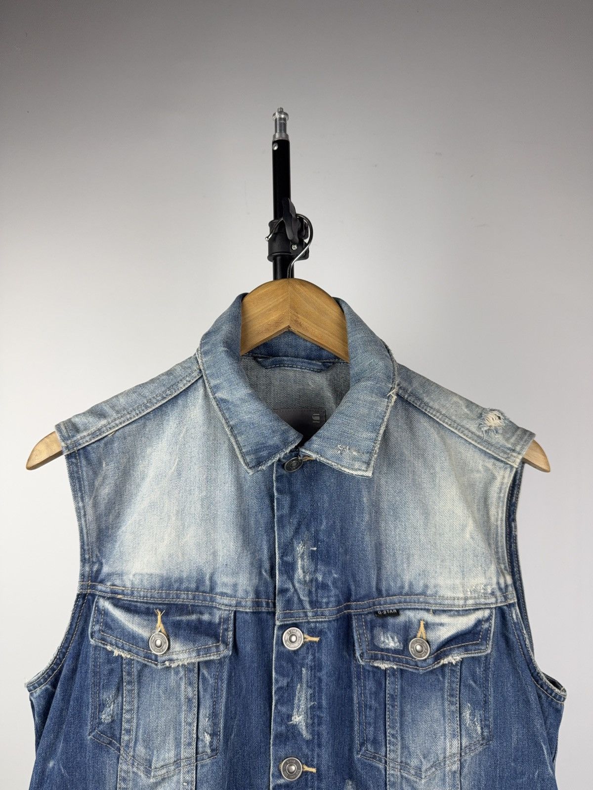 G-Star Vintage 00s G-Star RAW Distressed Denim Vest Retro Y2K Size US S / EU 44-46 / 1 - 2 Thumbnail