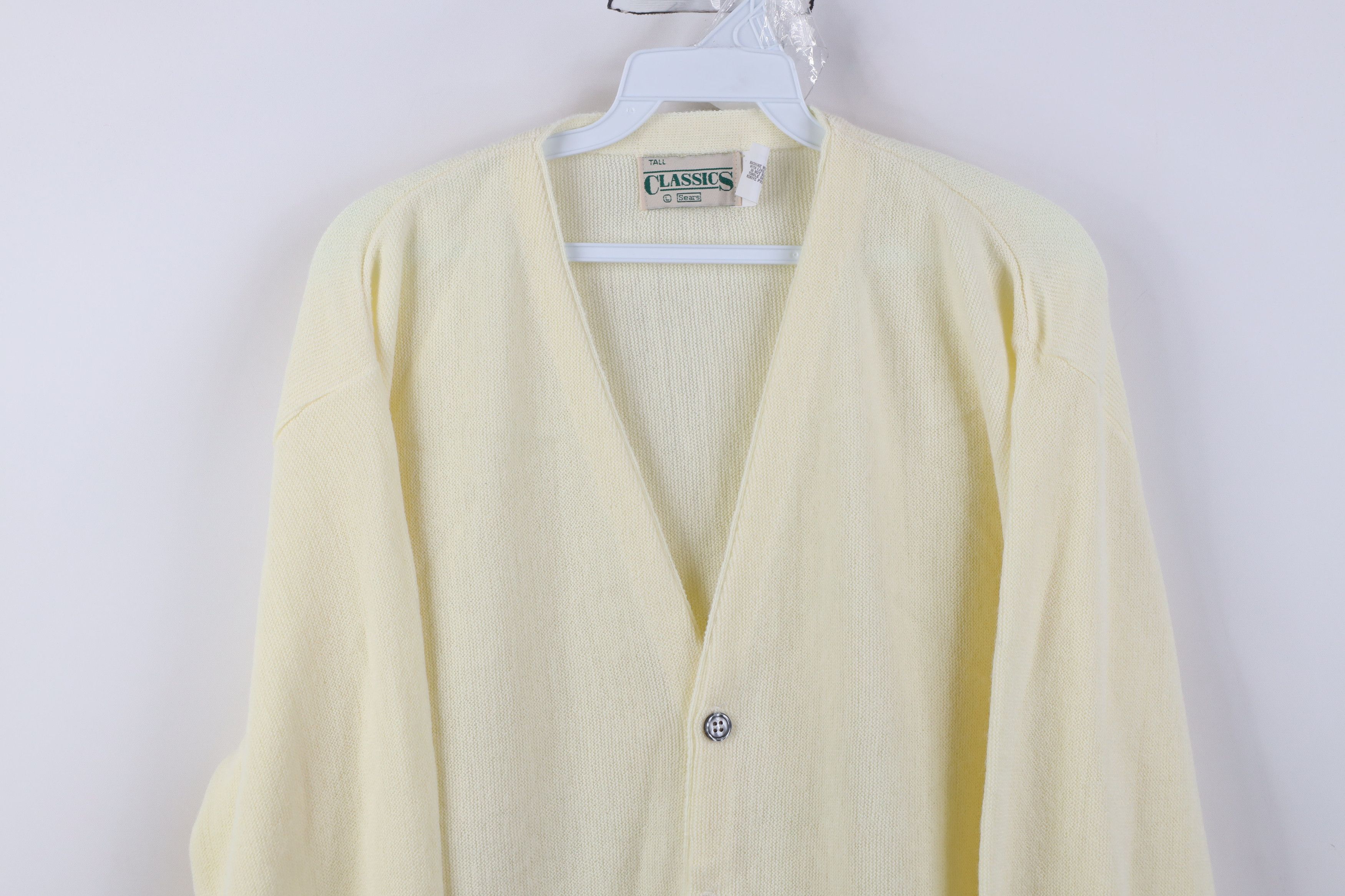 Vintage Vintage 70s Streetwear Knit Cardigan Sweater Pale Yellow USA Size US L / EU 52-54 / 3 - 2 Thumbnail