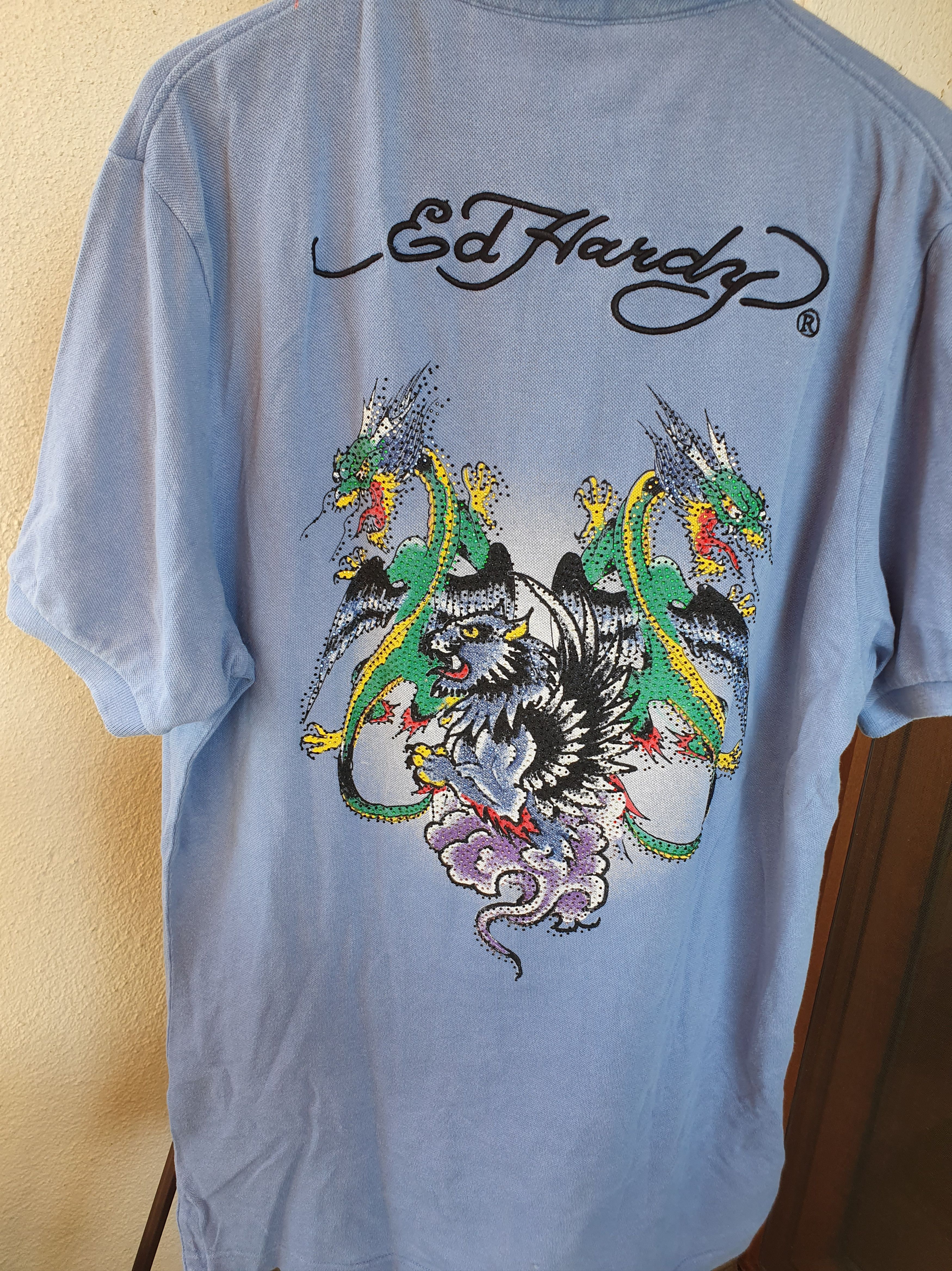 Christian Audigier × Ed Hardy Ed Hardy by Christian Audigier Polo Vtg Y2K Double Sided XXL Size US XXL / EU 58 / 5 - 13 Thumbnail
