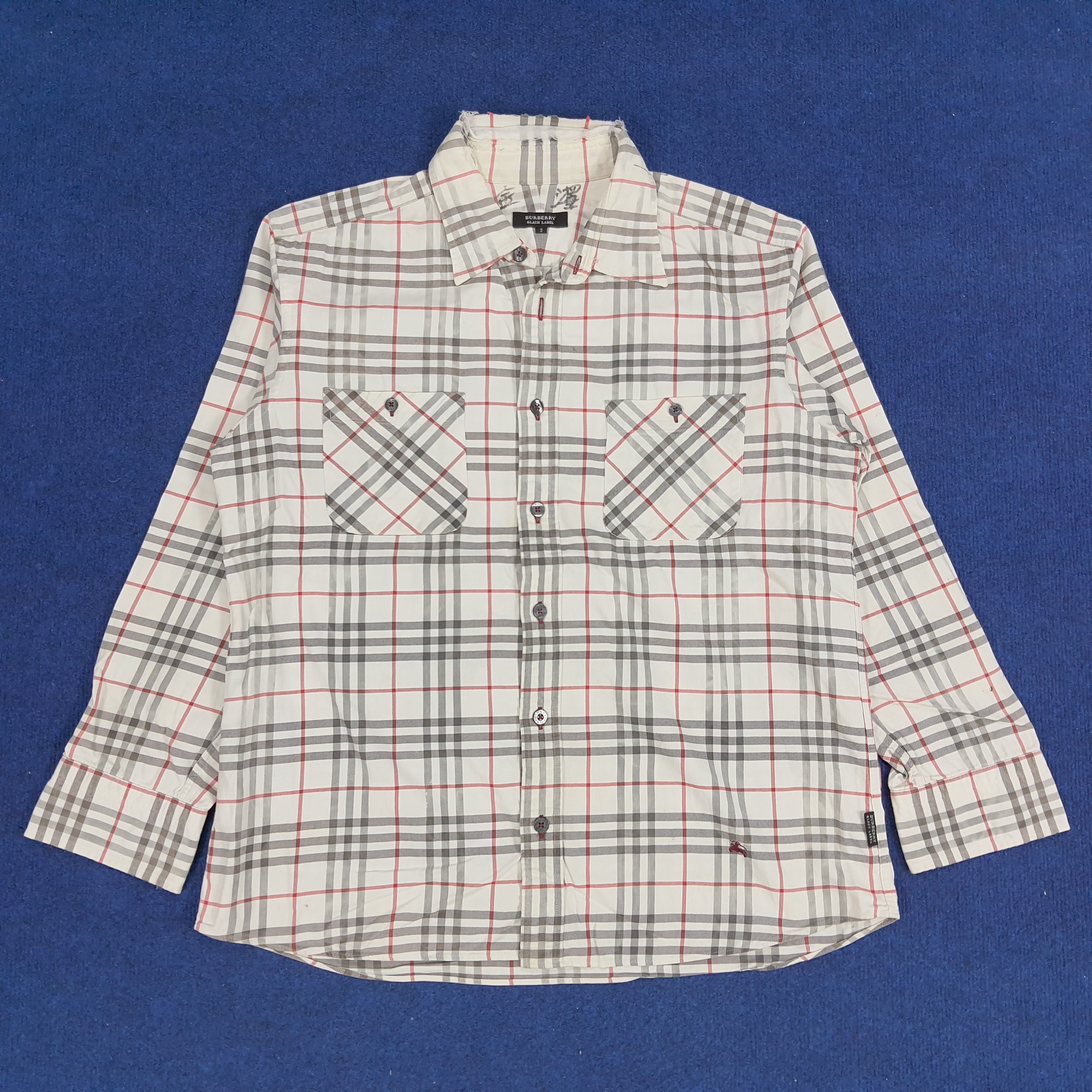 Burberry × Vintage Vintage Burberry Black Label Tartan Button Up Shirt Size US L / EU 52-54 / 3 - 1 Thumbnail