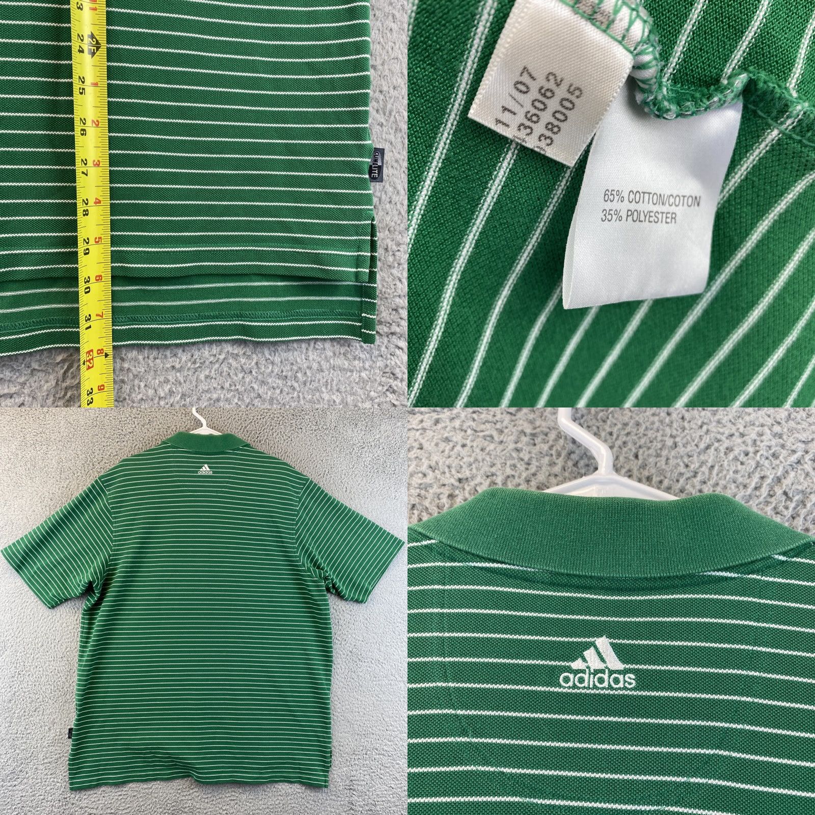 Adidas Adidas Golf Polo Shirt SS Men’s Green Striped Climalite 2XL Short Sleeve Shirt Casual Activewear Mens Size US XL / EU 56 / 4 - 8 Thumbnail