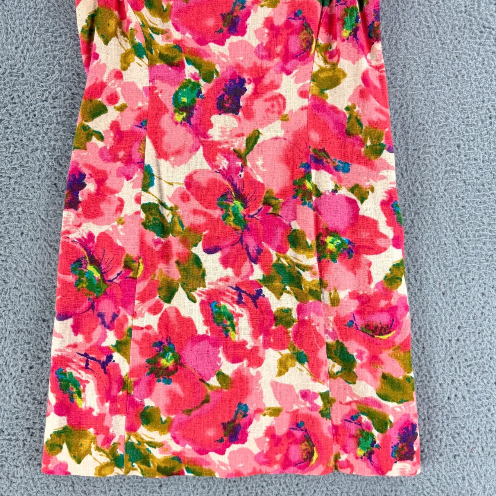 Anthropologie Anthropologie Postage Stamp Dress Womens Size 10 Pink Floral Linen Blend Lined Dress Size L / US 10 / IT 46 - 3 Thumbnail