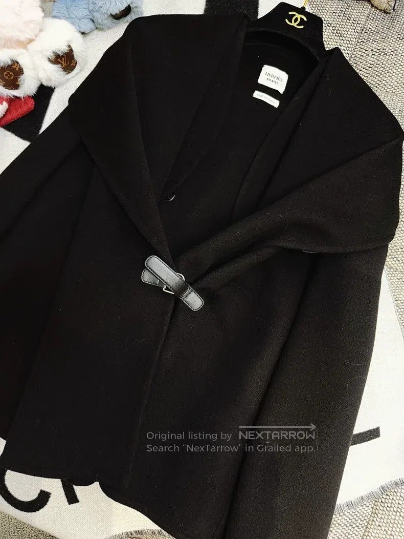 Hermes Hermes Black Large Collar Cashmere Coat Size XS / US 0-2 / IT 36-38 - 7 Thumbnail