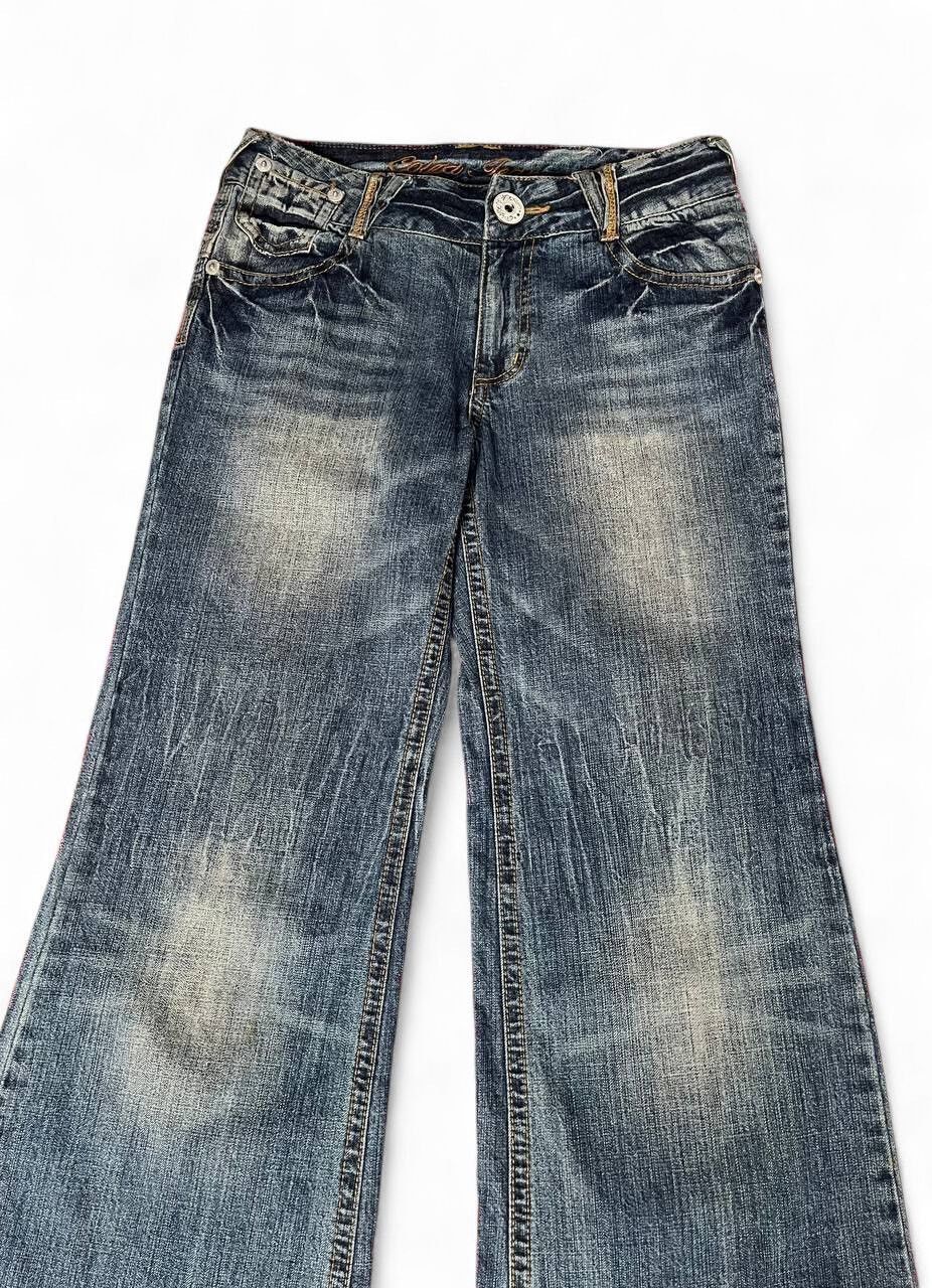 Tornado Mart Flare Colza Jeans baggy distressed clawn mark mud wash jean Size US 28 / EU 44 - 2 Thumbnail