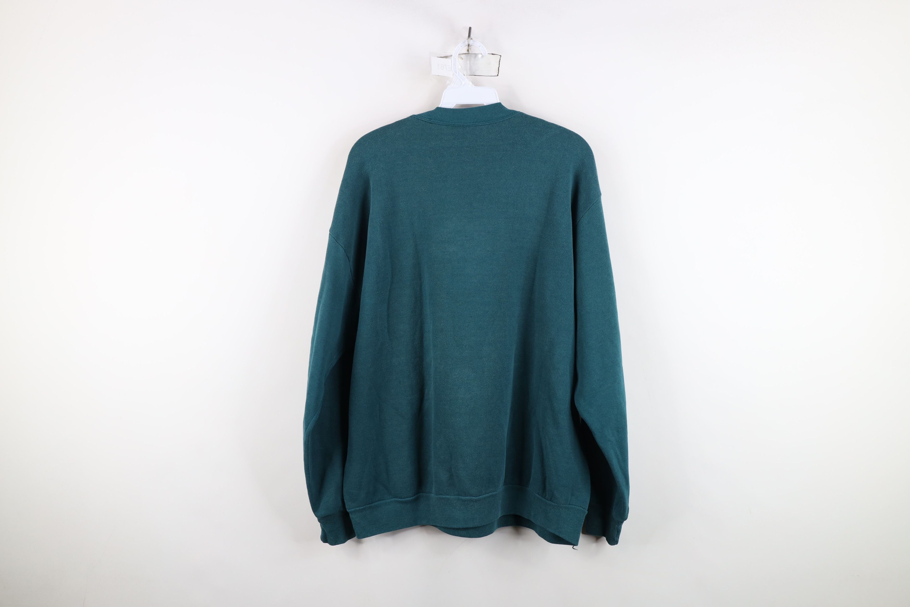 Vintage Vintage 90s Streetwear Blank Crewneck Sweatshirt Teal USA Size US XL / EU 56 / 4 - 10 Thumbnail