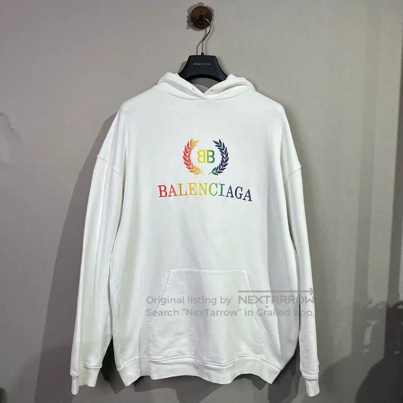 Balenciaga Balenciaga Rainbow Wheat Embroidery White Hoodie Size US XS / EU 42 / 0 - 1 Thumbnail