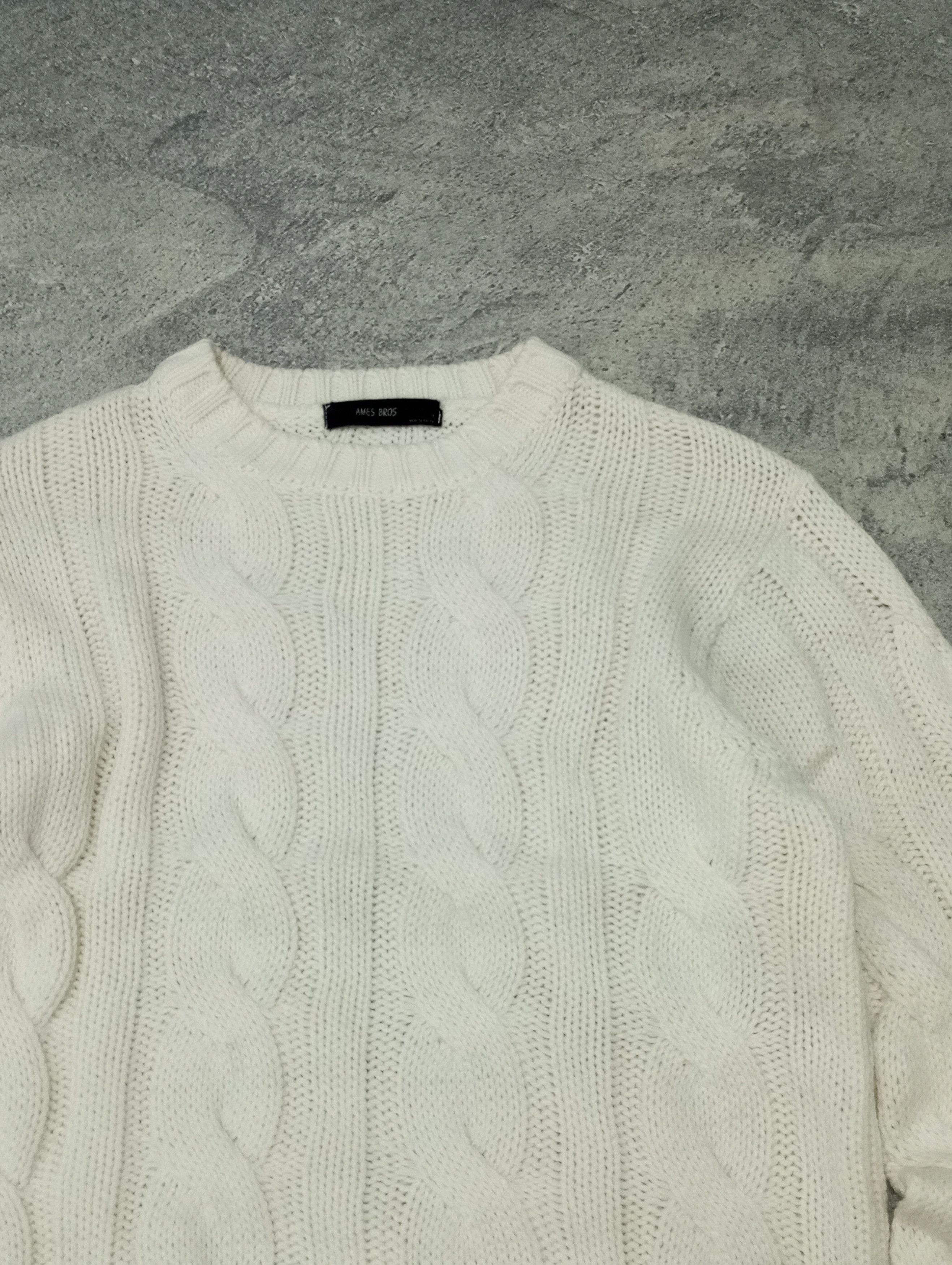 Japanese Brand × Vintage Vintage White Crewneck 'Ames Bros' Cable Knitwear Size M / US 6-8 / IT 42-44 - 2 Thumbnail