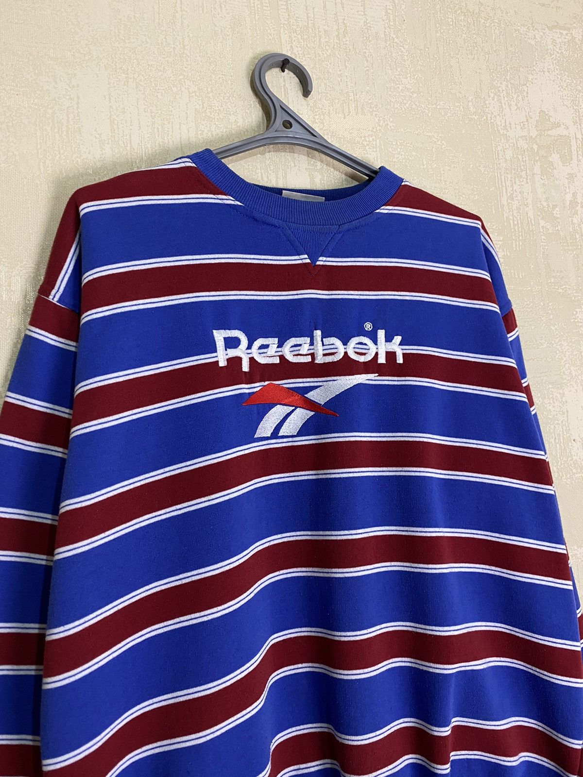 Reebok × Vintage Vintage Reebok Striped Big Logo Sweatshirt Size US M / EU 48-50 / 2 - 2 Thumbnail