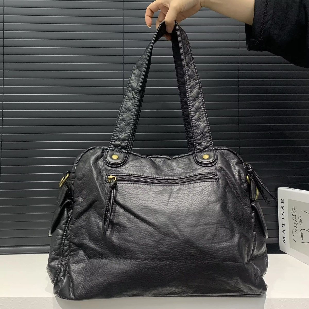 Vintage Retro Capacity y2k Multi Pocket Shoulder PU Leather Bag Size ONE SIZE - 2 Thumbnail
