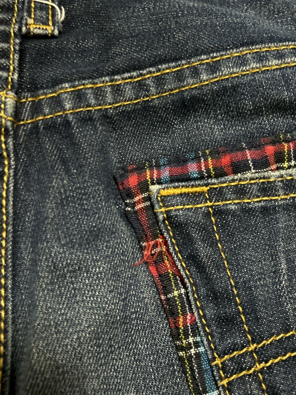 Junya Watanabe Levi’s x CDG Play Heart Logo Plaid Patchwork Denim Jeans Size US 30 / EU 46 - 9 Thumbnail