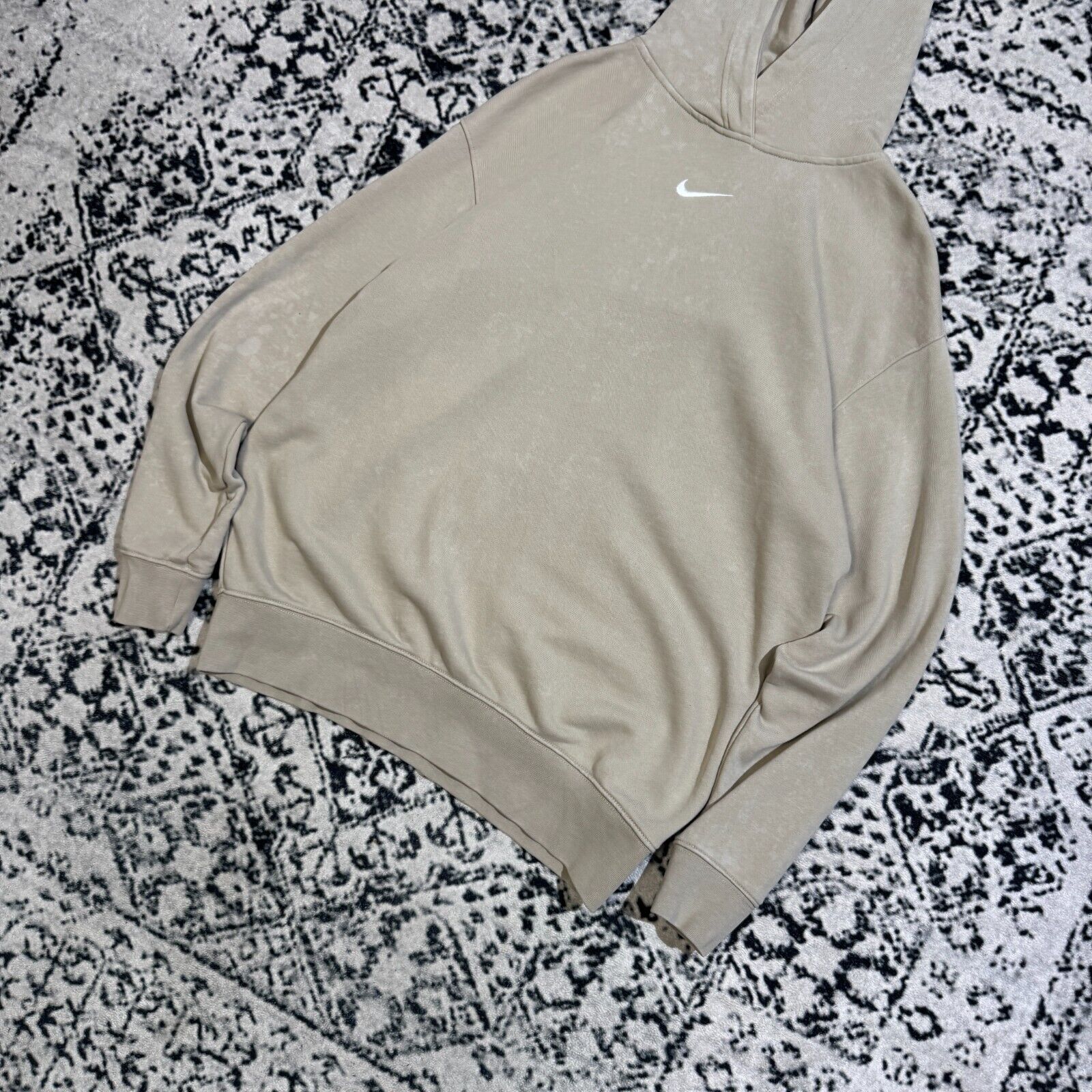 Nike × Vintage Vintage Nike Beige Tan Cotton Hoodie XS Center Swoosh Y2K Size US XS / EU 42 / 0 - 3 Thumbnail