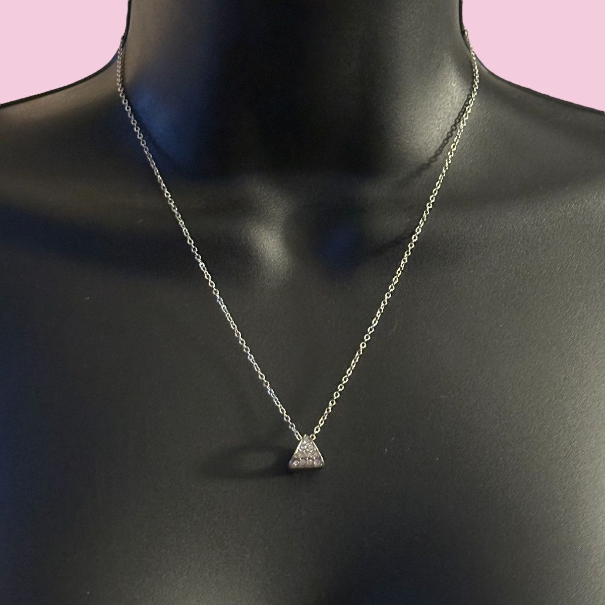 Other Silver tone pave triangle pendant necklace Size ONE SIZE - 1 Thumbnail