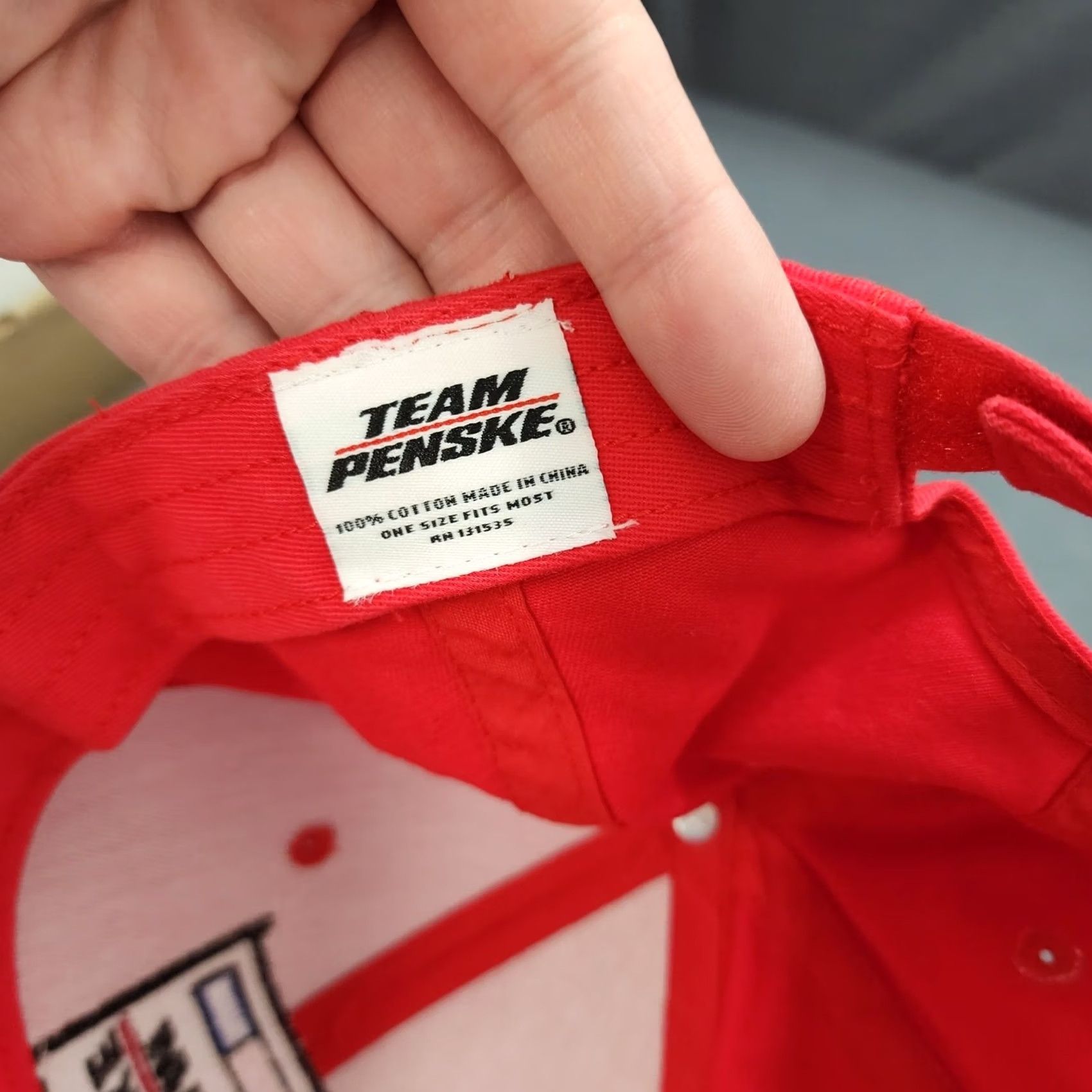 NASCAR Team Penske Hat Red Strapback Cap NASCAR Racing Adjustable Embroidered Logo Mens One Size Red Baseball Cap Size ONE SIZE - 6 Thumbnail