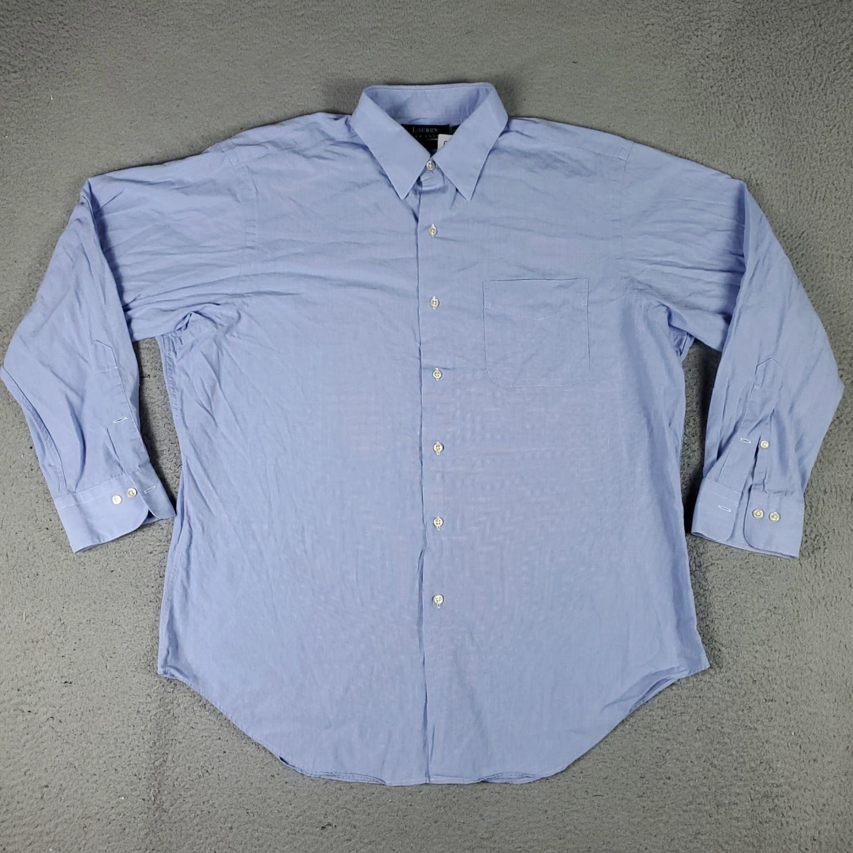 Ralph Lauren VINTAGE Ralph Lauren Dress Shirt Men Size 16.5 Blue Cotton Business Casual Long Sleeve Size 42R - 2 Thumbnail