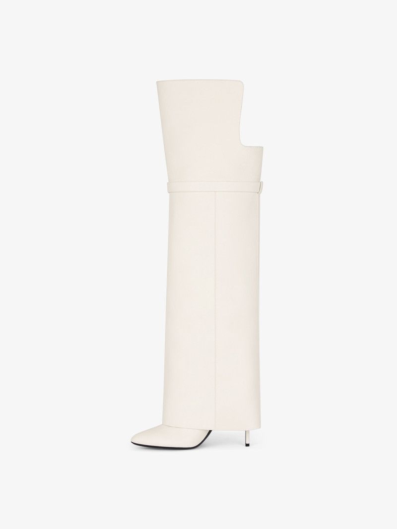 Givenchy o1w1db10326 Shark Lock Stiletto OTK Boots in Ivory Size US 9 / IT 39 - 5 Thumbnail