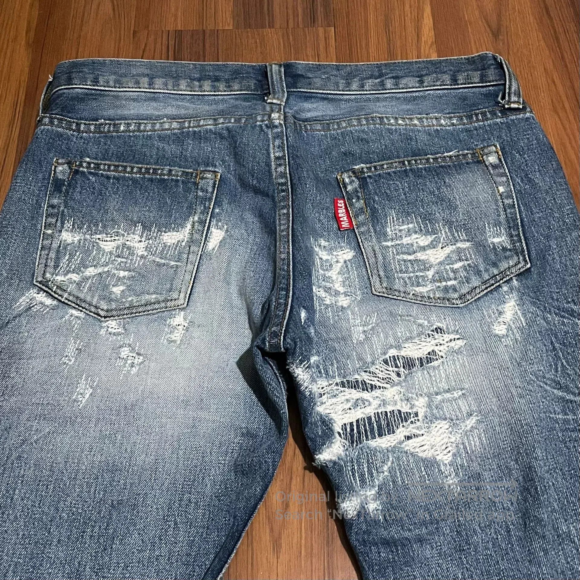 Marblesoda MARBLES Japan Patched Distressed Denim Jeans. Size US 26 / EU 42 - 3 Thumbnail