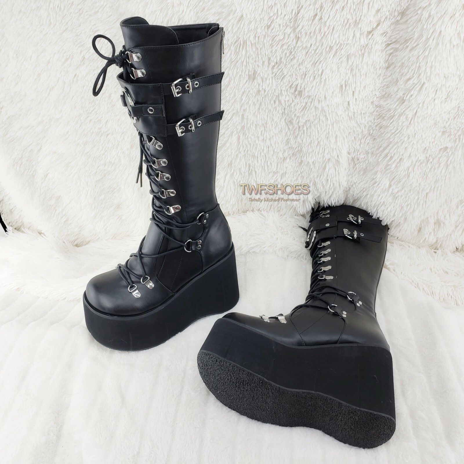 Other DEMONIA Kera 200 Black Shin Shield Knee Boot 4.5" Platform G Size US 9 / IT 39 - 2 Thumbnail