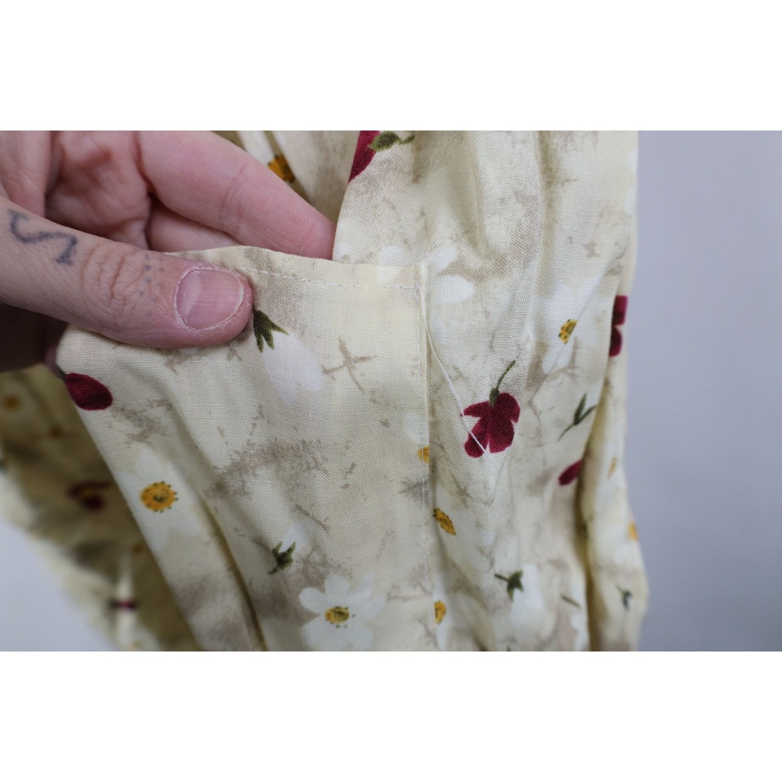 Vintage Vintage 90s Country Primitive Rayon Gabardine Flower Dress Size L / US 10 / IT 46 - 9 Thumbnail