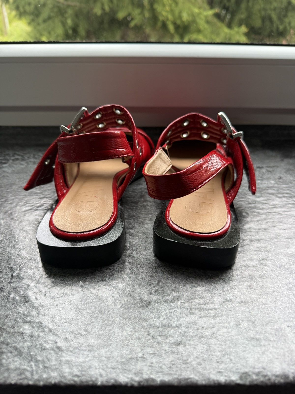 Ganni Red Feminine Buckle Ballerinas 38 Size US 7 / IT 37 - 5 Thumbnail