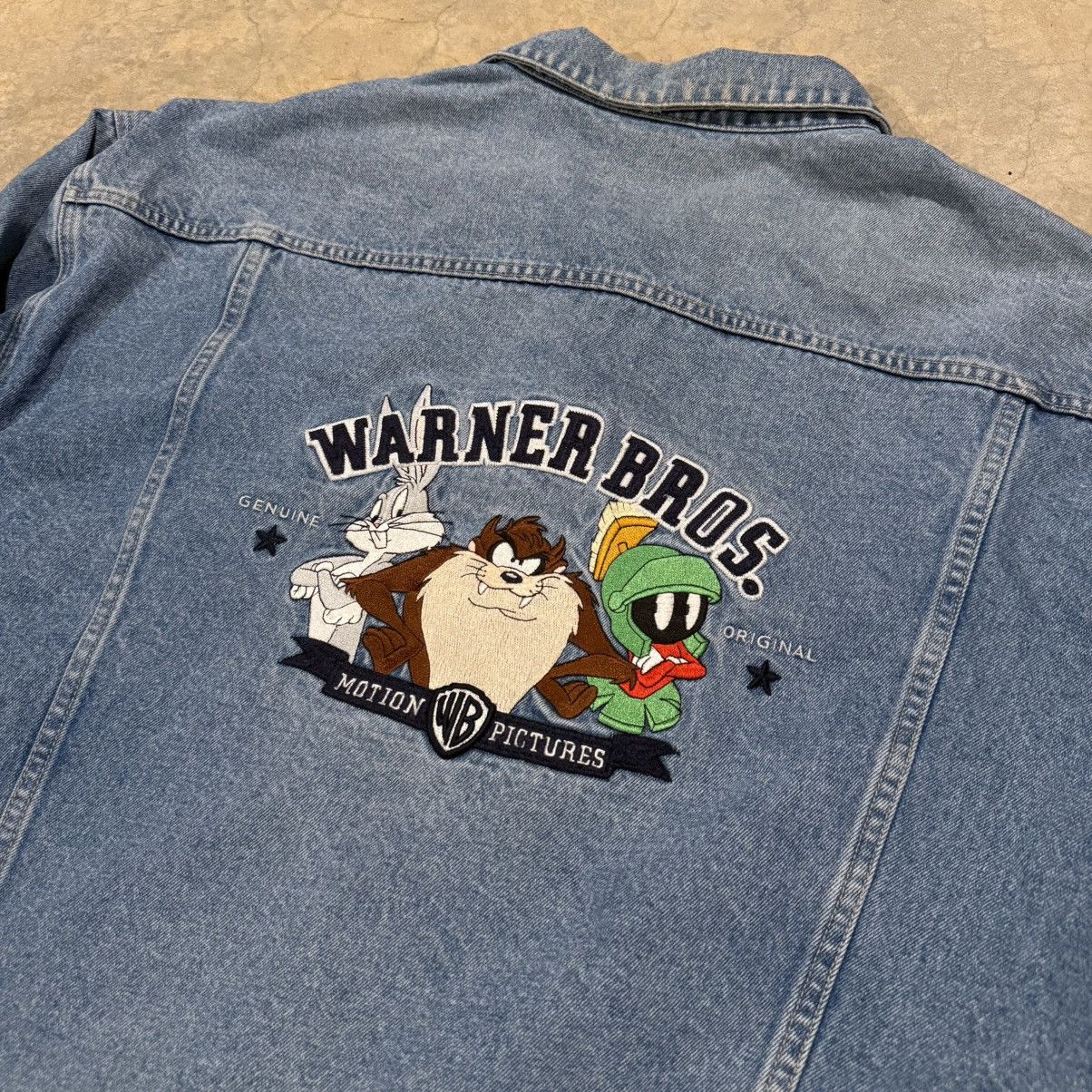 Warner Bros Vintage 1990s Looney Tunes Faded Distressed Denim Jacket Size US XXL / EU 58 / 5 - 3 Thumbnail