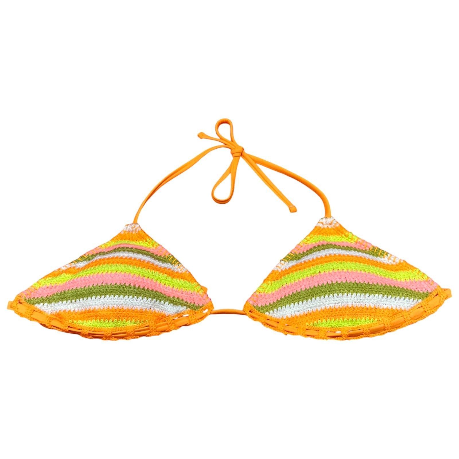 Other Wild Fable - Women's Crochet Triangle Bikini Top - Orange - Size ONE SIZE - 3 Thumbnail