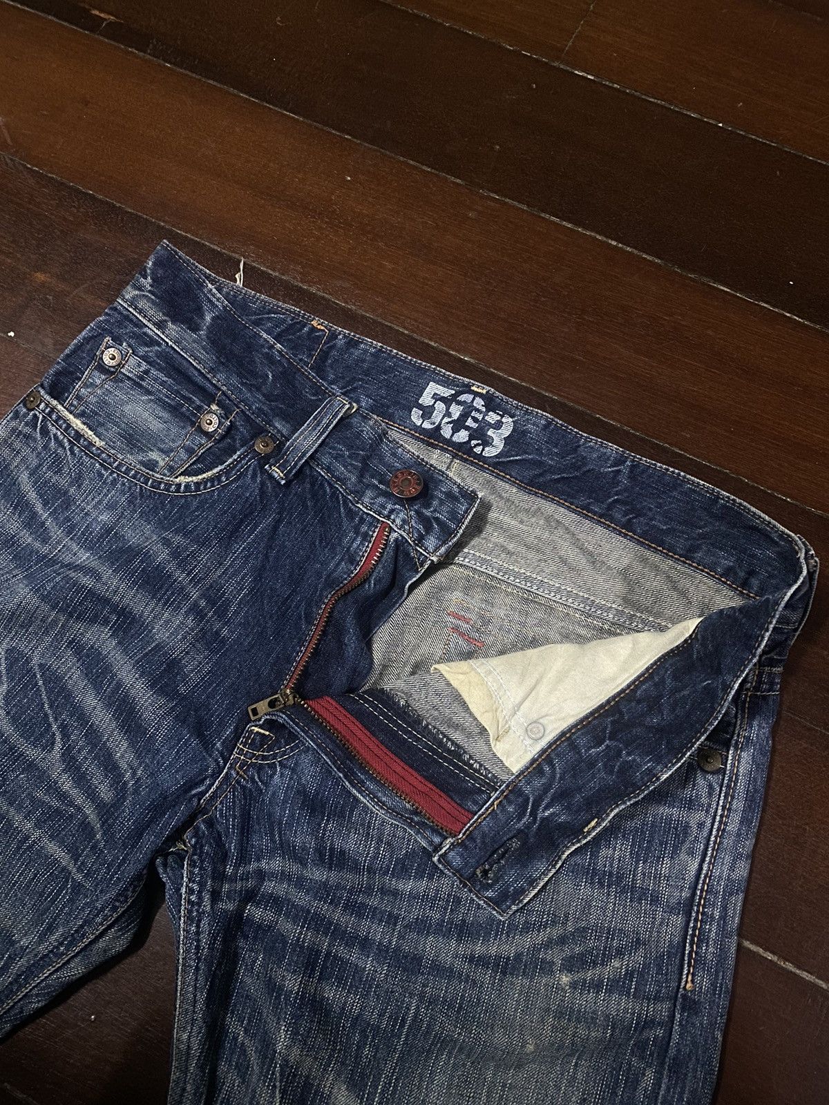 Edwin × Jean FIRE 🔥 Edwin 503 FLARE JEANS THUNDER BOOT CUT WIDE LEG Size US 36 / EU 52 - 9 Thumbnail