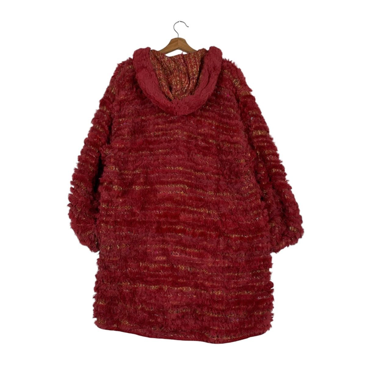 Vintage Reversible Fur & Tweed Hooded Overcoat #1376-C62 Size L / US 10 / IT 46 - 7 Thumbnail
