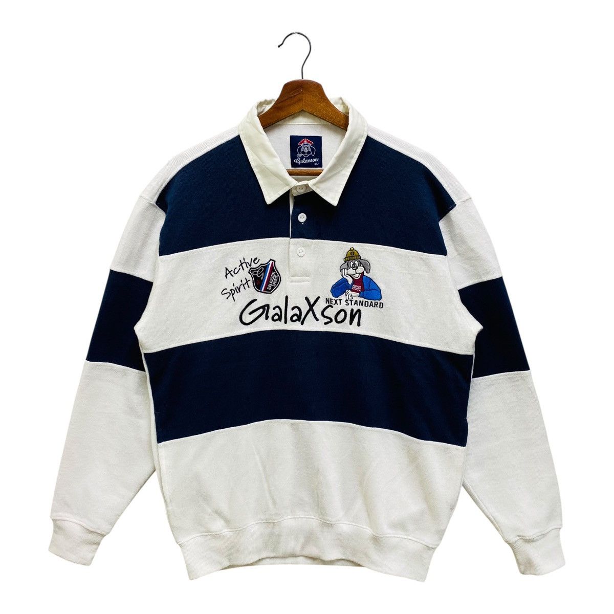 Vintage Vintage GalaXson Striped Rugby Shirt Japanese Streetwear Size US L / EU 52-54 / 3 - 1 Thumbnail