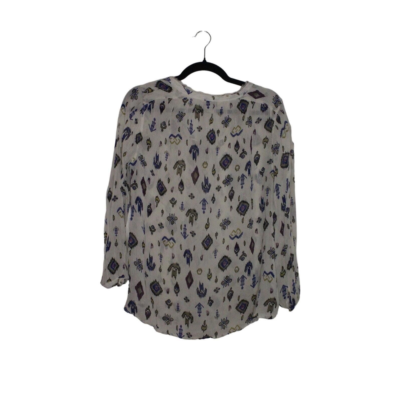 Lucky Brand Lucky Brand Womens Boho Chic Printed Blouse Cream Size Large Size L / US 10 / IT 46 - 2 Thumbnail