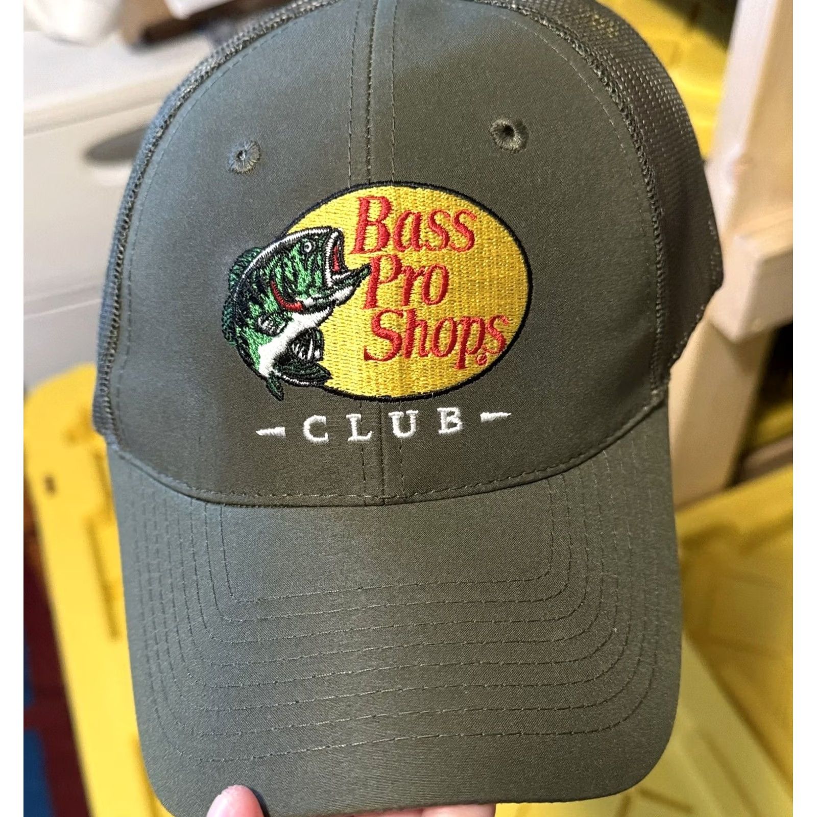 Bass Pro Shops Bass Pro Shops Club Fishing/Fisherman's Adjustable Green Army Cap Hat Men US Logo Retro Hipster Classic Dad Size ONE SIZE - 3 Thumbnail