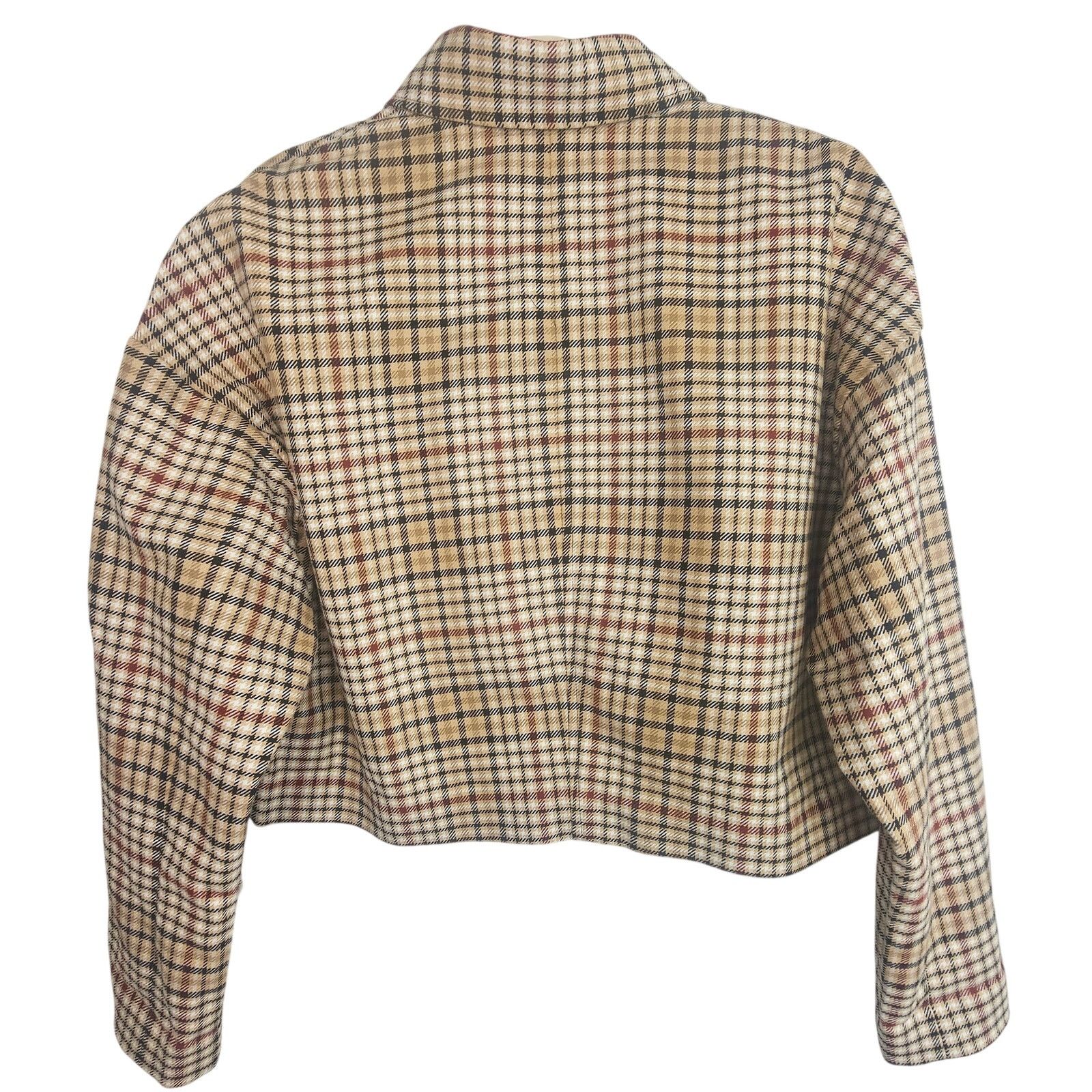 Express Express Womens Plaid Boxy Snap Front Cropped Jacket Size L Size L / US 10 / IT 46 - 9 Thumbnail