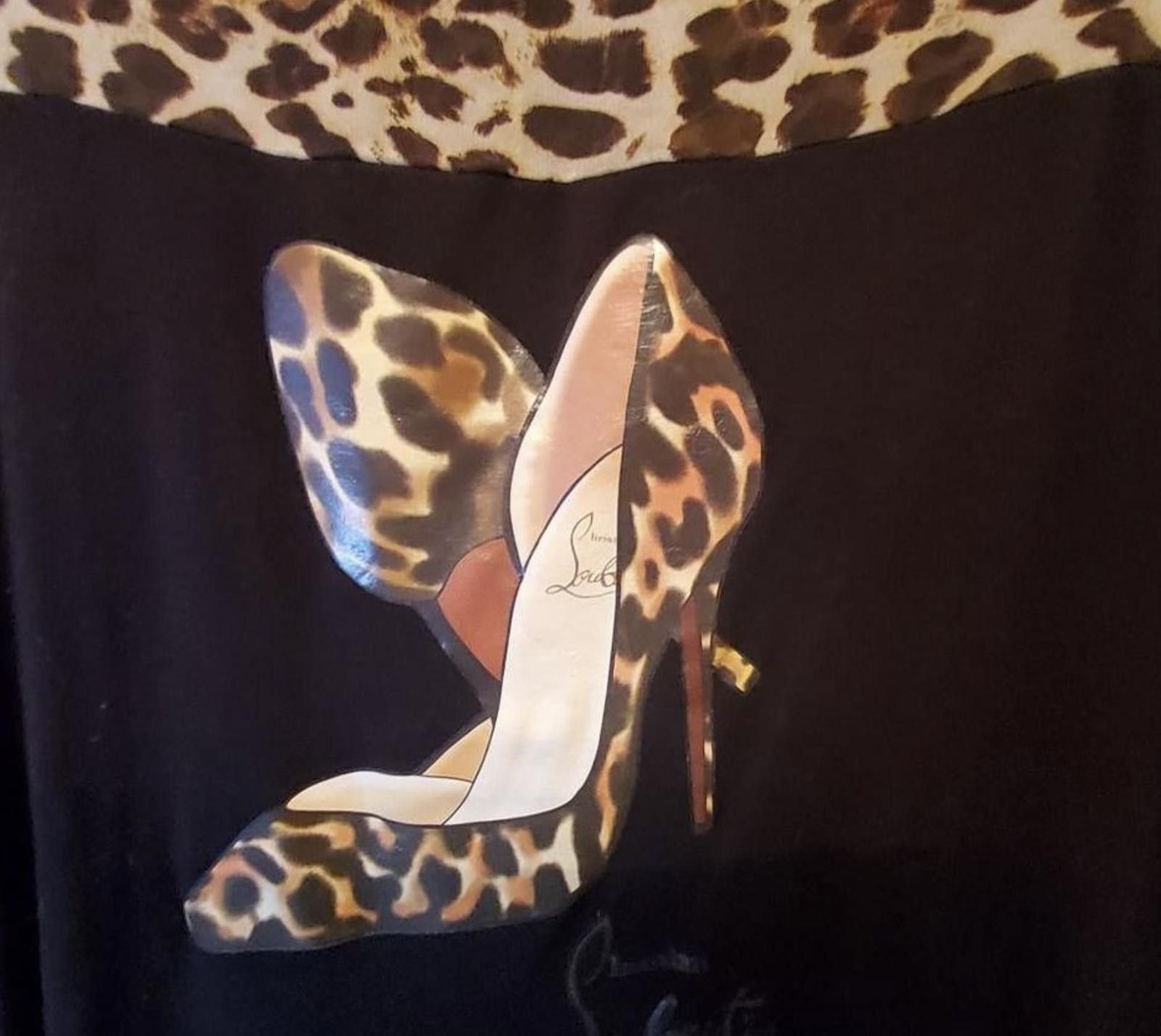 Designer D 20 2X Heel Leopard Top & Hoop Earrings Size XXL / US 16-18 / IT 52-54 - 2 Thumbnail