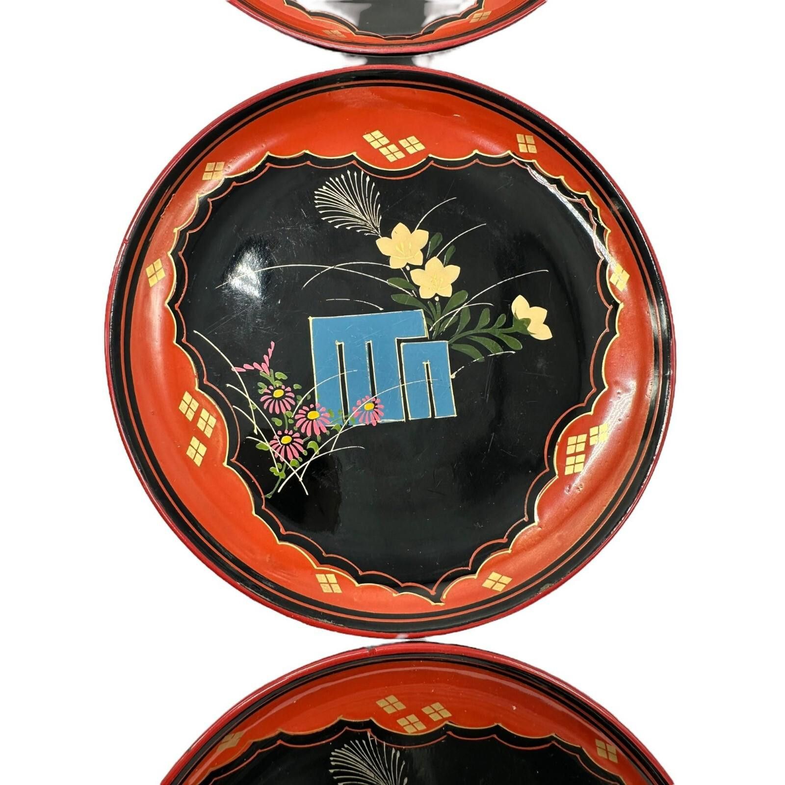 Other Antique Japanese Black Lacquer Small Plate Set of 6 6.5" Size ONE SIZE - 7 Thumbnail