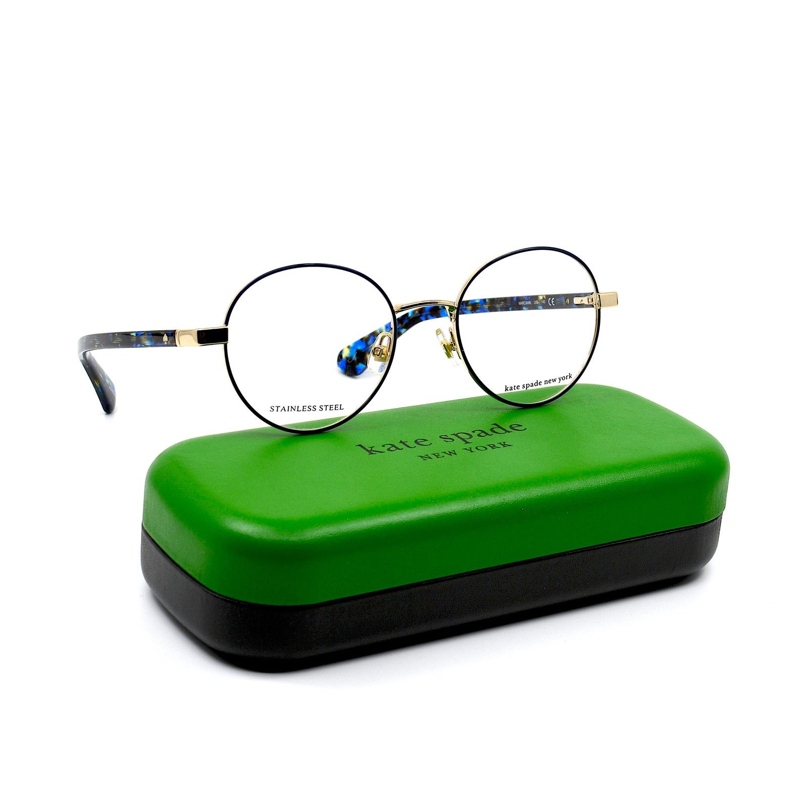 Kate Spade NEW KATE SPADE MARCIANN LKS BLUE GOLD EYEGLASSES FRAME Size ONE SIZE - 7 Thumbnail