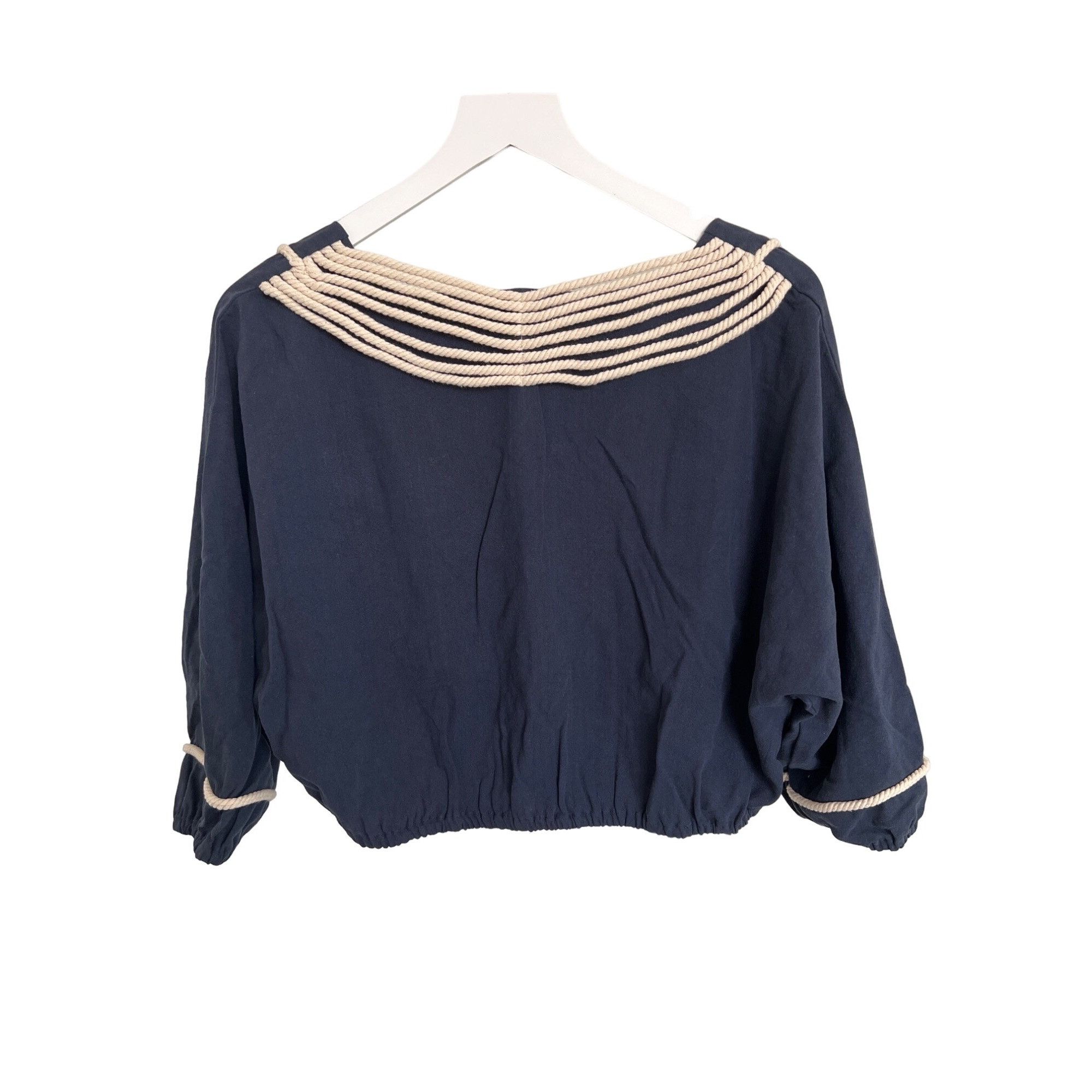 Anthropologie Anthropologie Nautical Shrug With Ivory Rope Trim & Tie Deta Size ONE SIZE - 8 Thumbnail
