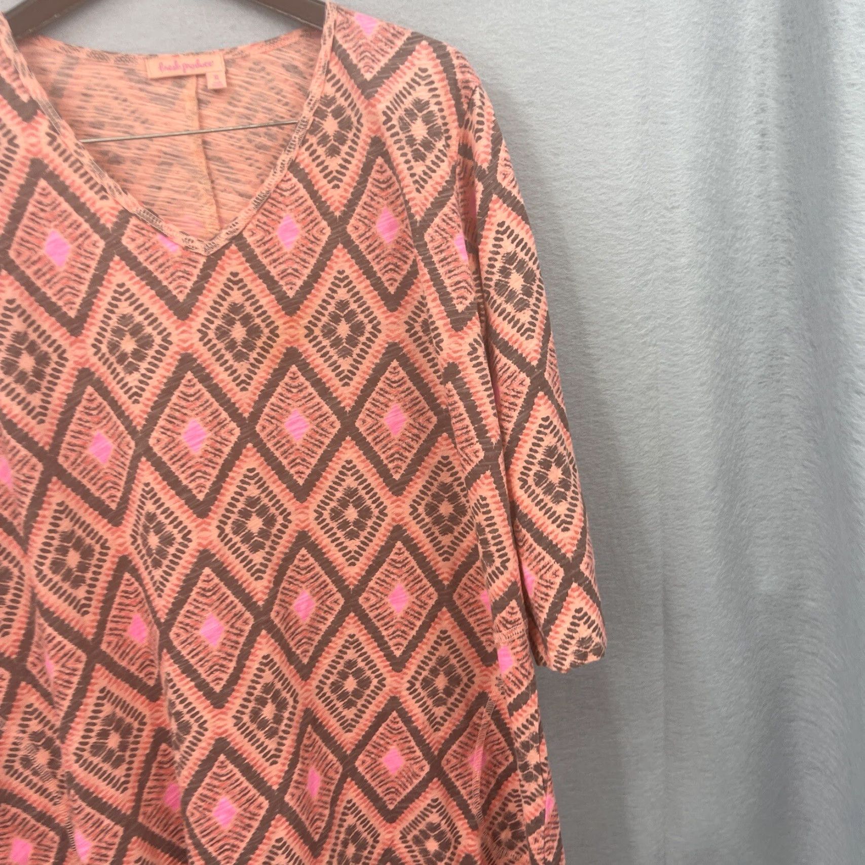 Vintage Fresh Produce Geometric Orange Tunic Womens XL Shirt Size XL / US 12-14 / IT 48-50 - 3 Thumbnail