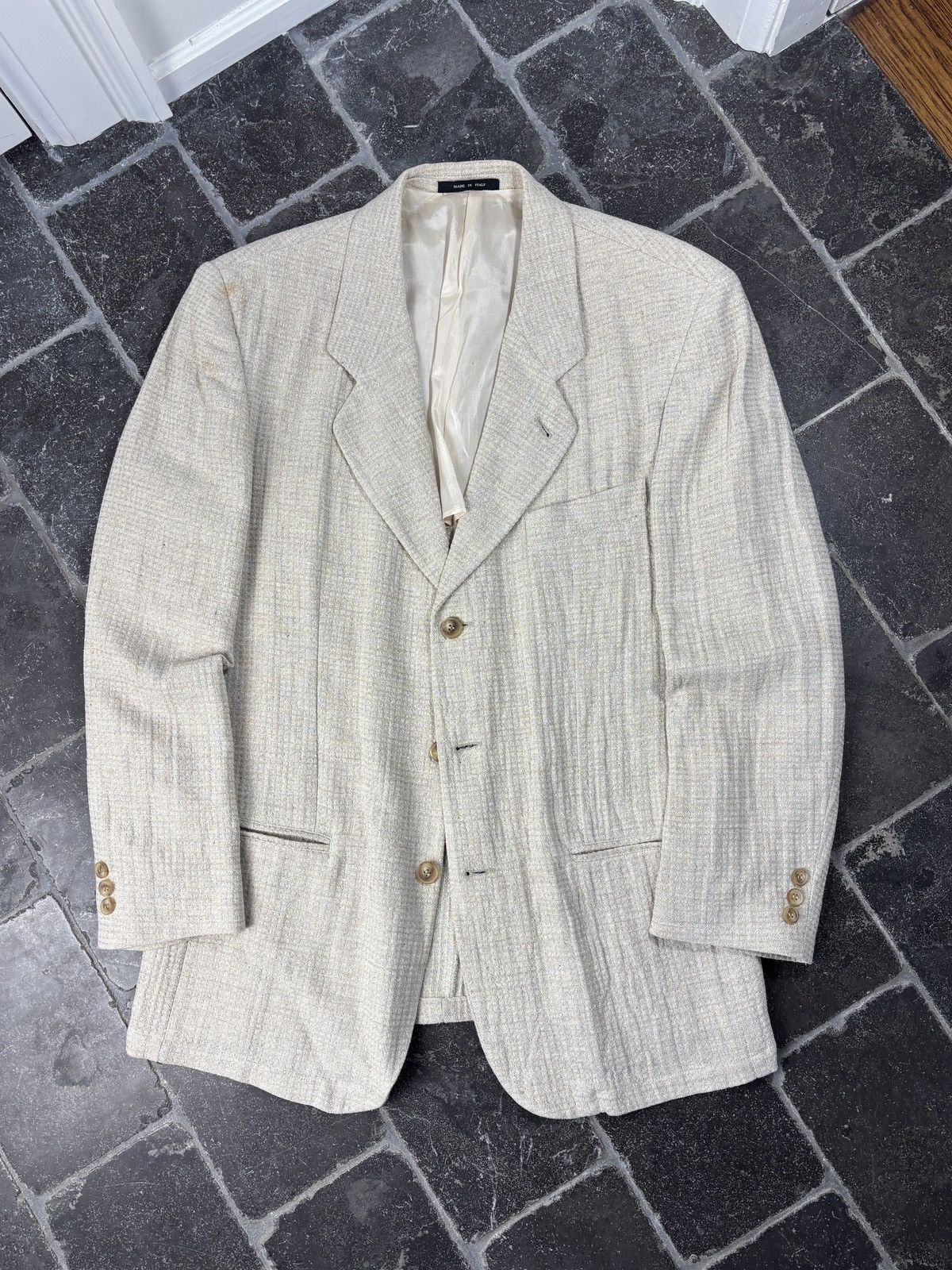 Emporio Armani S/S 1994 Emporio Armani Jacket 90s Vintage Linen Blazer Puck Size 48R - 3 Thumbnail