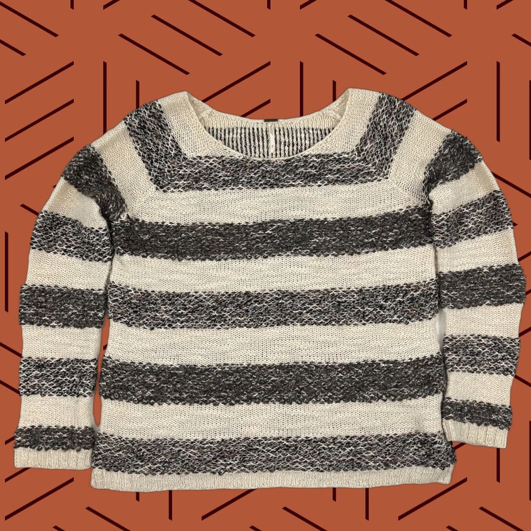 Free People VINTAGE Free People Sweater Woman M Brown Gray Striped Wool Blend Knit Granola Girl Size M / US 6-8 / IT 42-44 - 1 Thumbnail