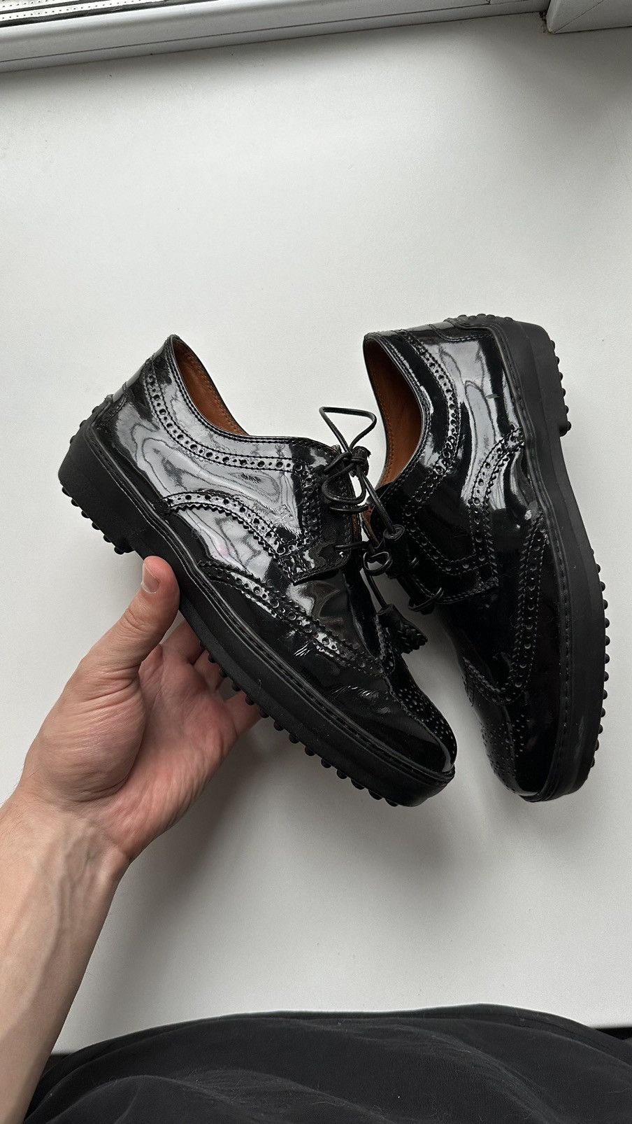 Tod's Tods Women Patent Leather Black Brogue Made In Italy Size 37 Size US 7 / IT 37 - 1 Thumbnail