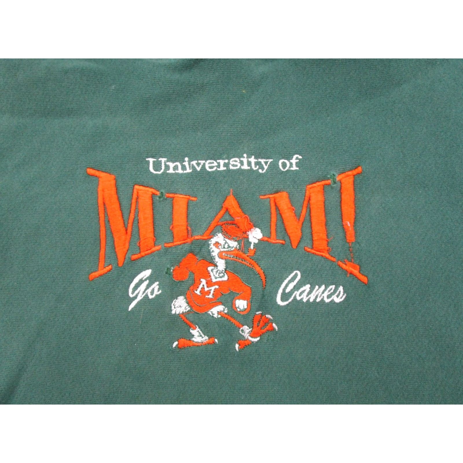 Vintage VINTAGE 90s The Game Miami Hurricanes Hoodie Sweatshirt Embroidered Size L Green Mens Pullover Hooded Long Sleeve Beaded Pattern: Solid 90s Theme Size US L / EU 52-54 / 3 - 2 Thumbnail
